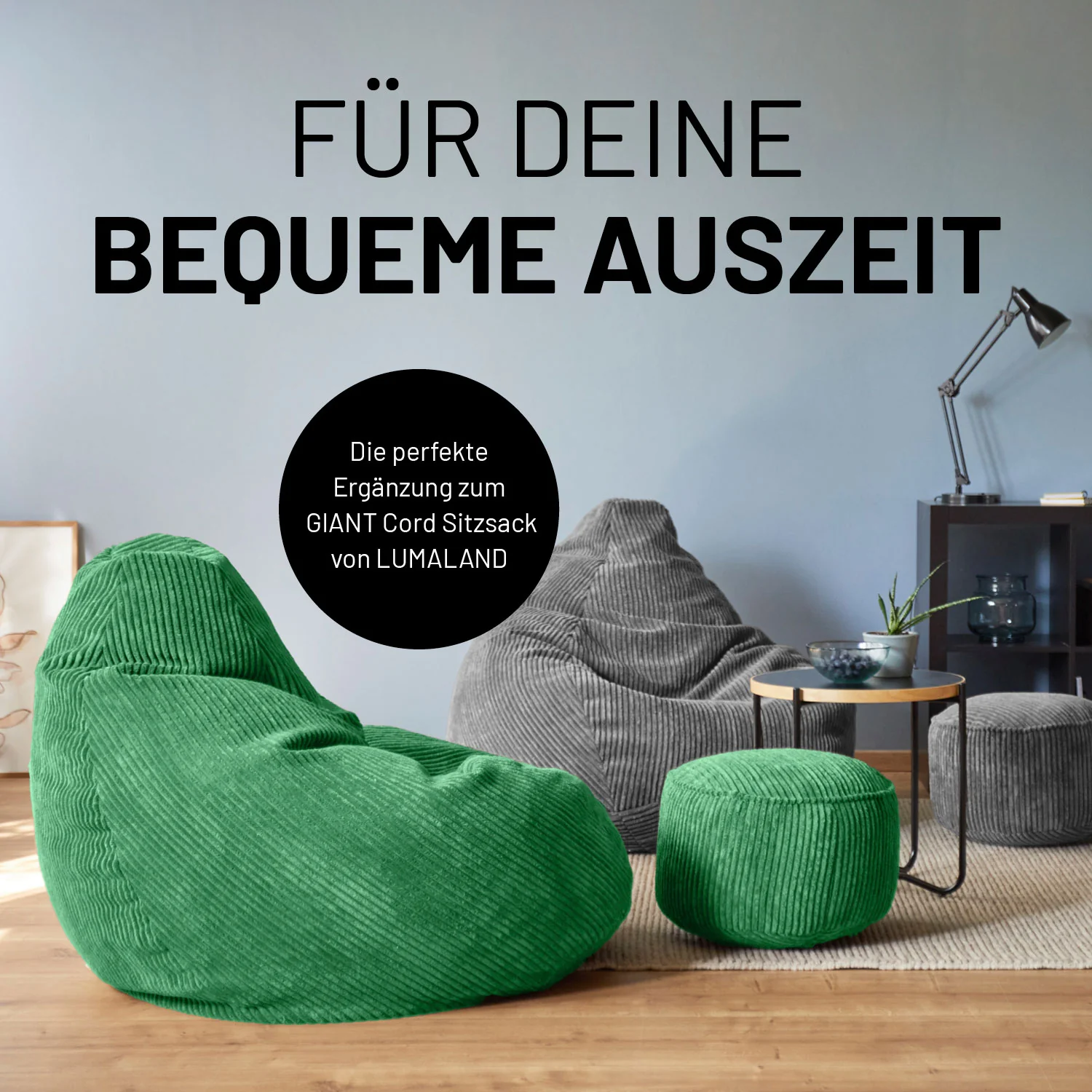 Sitzsack Pouf aus der Cord-Reihe - Dunkelgrün - Image 7