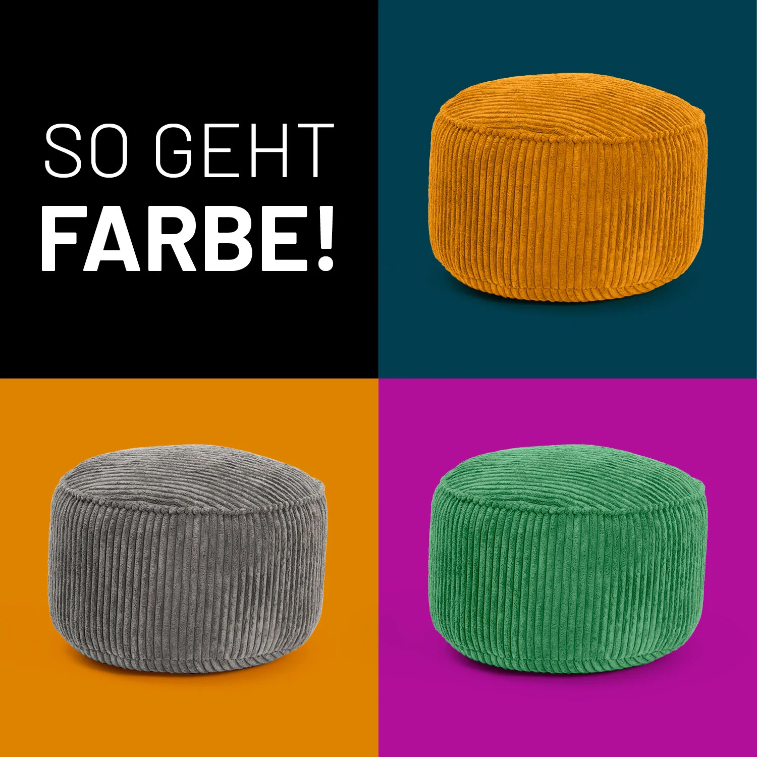 Sitzsack Pouf aus der Cord-Reihe - Dunkelgrün - Image 8