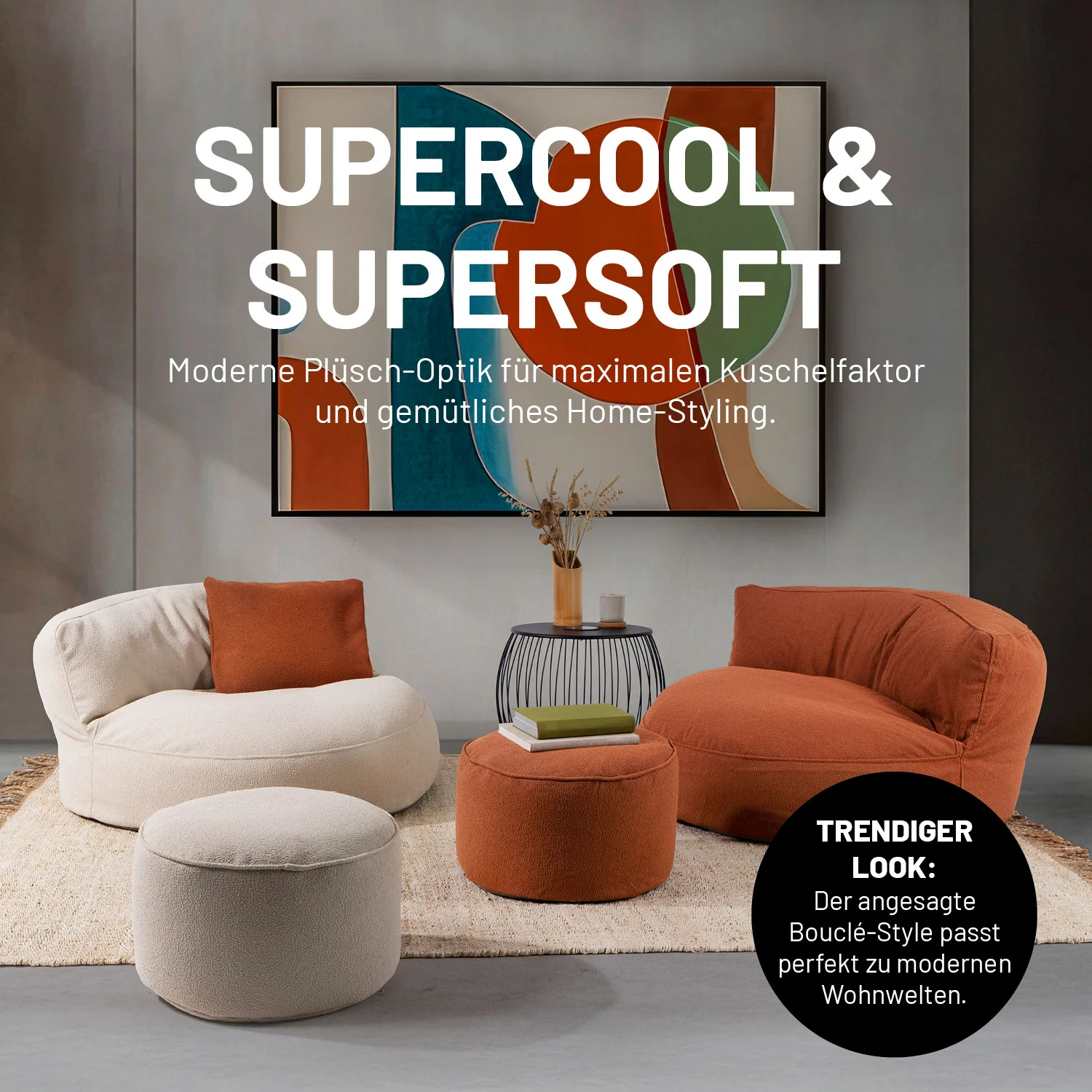 Sitzsack Lounge aus der LUMALAND Teddy-Reihe - Beige - Image 3