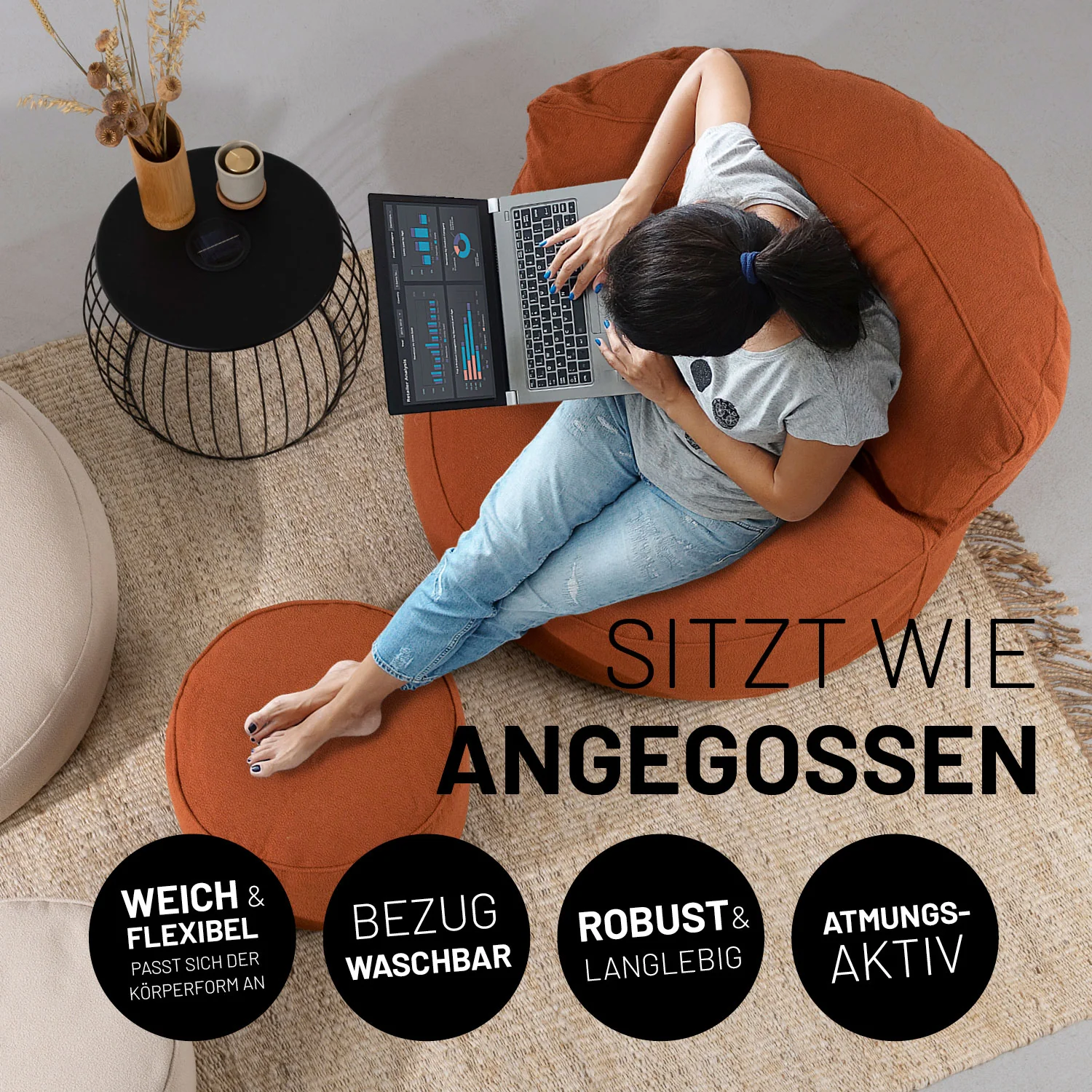 Sitzsack Lounge aus der LUMALAND Teddy-Reihe - Terracotta - Image 7