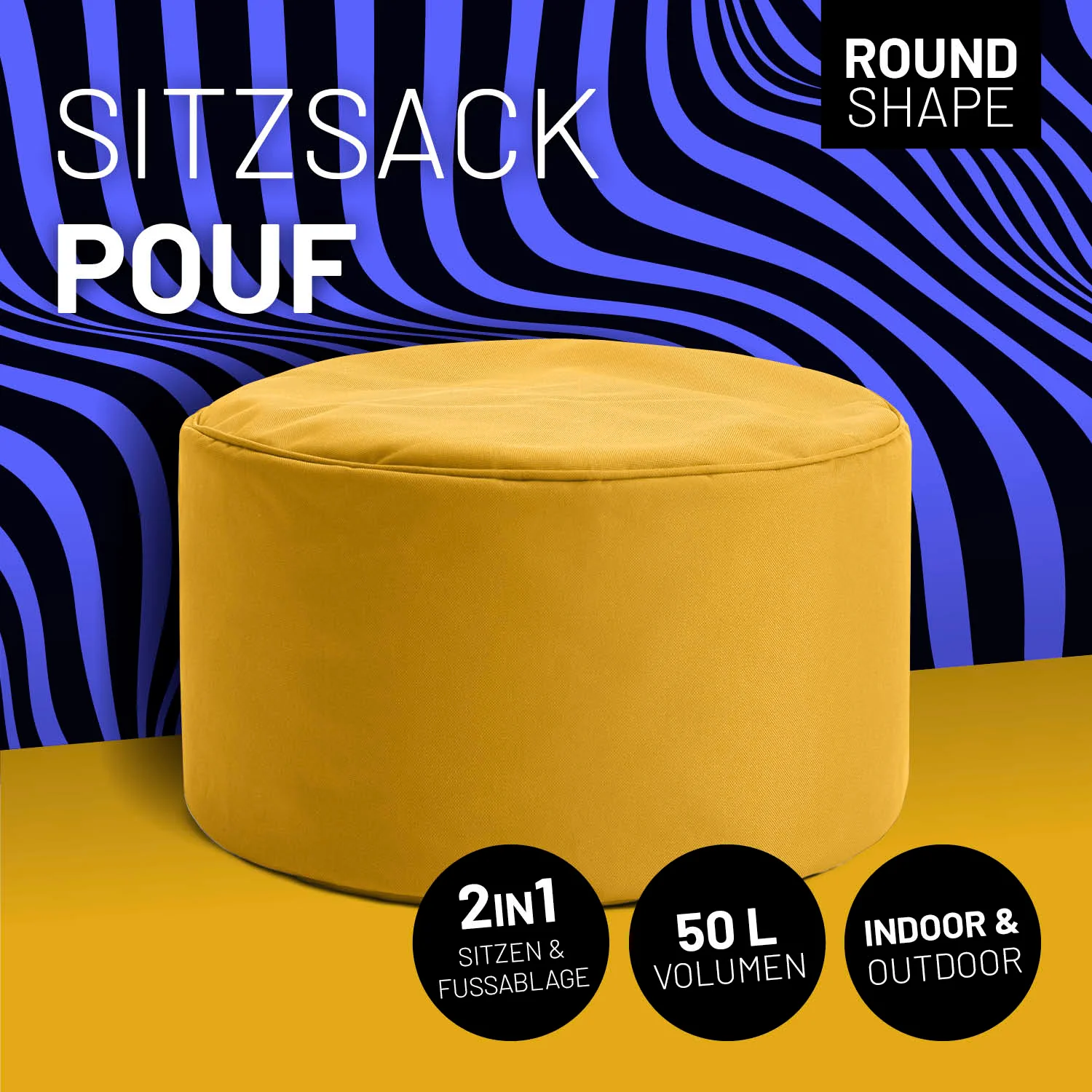 Sitzsack-Hocker/Pouf (50 L) - indoor & outdoor - Senfgelb - Image 2