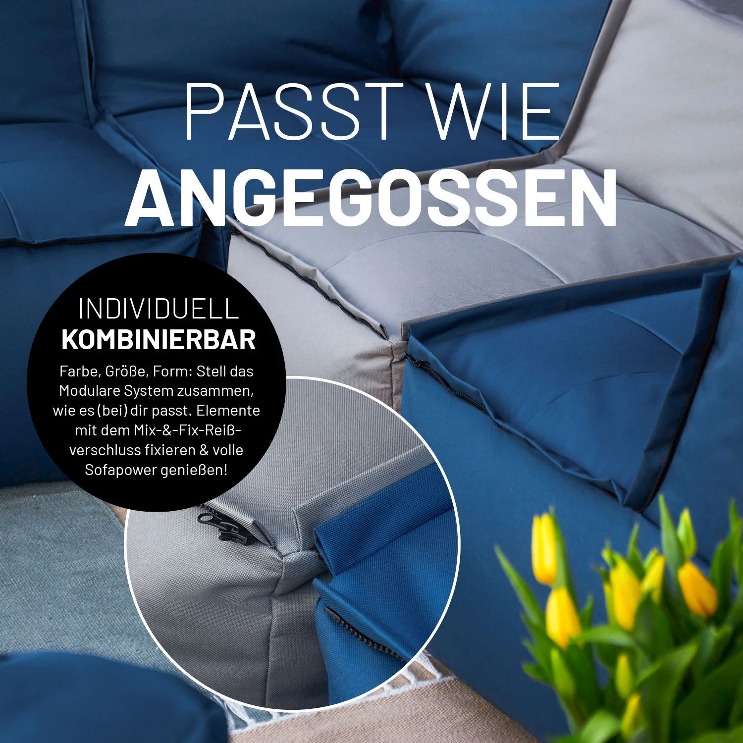 Sitzsack-Sofa Ecke (340 L) - Modulares System - indoor & outdoor - Pastell Grün - Image 7