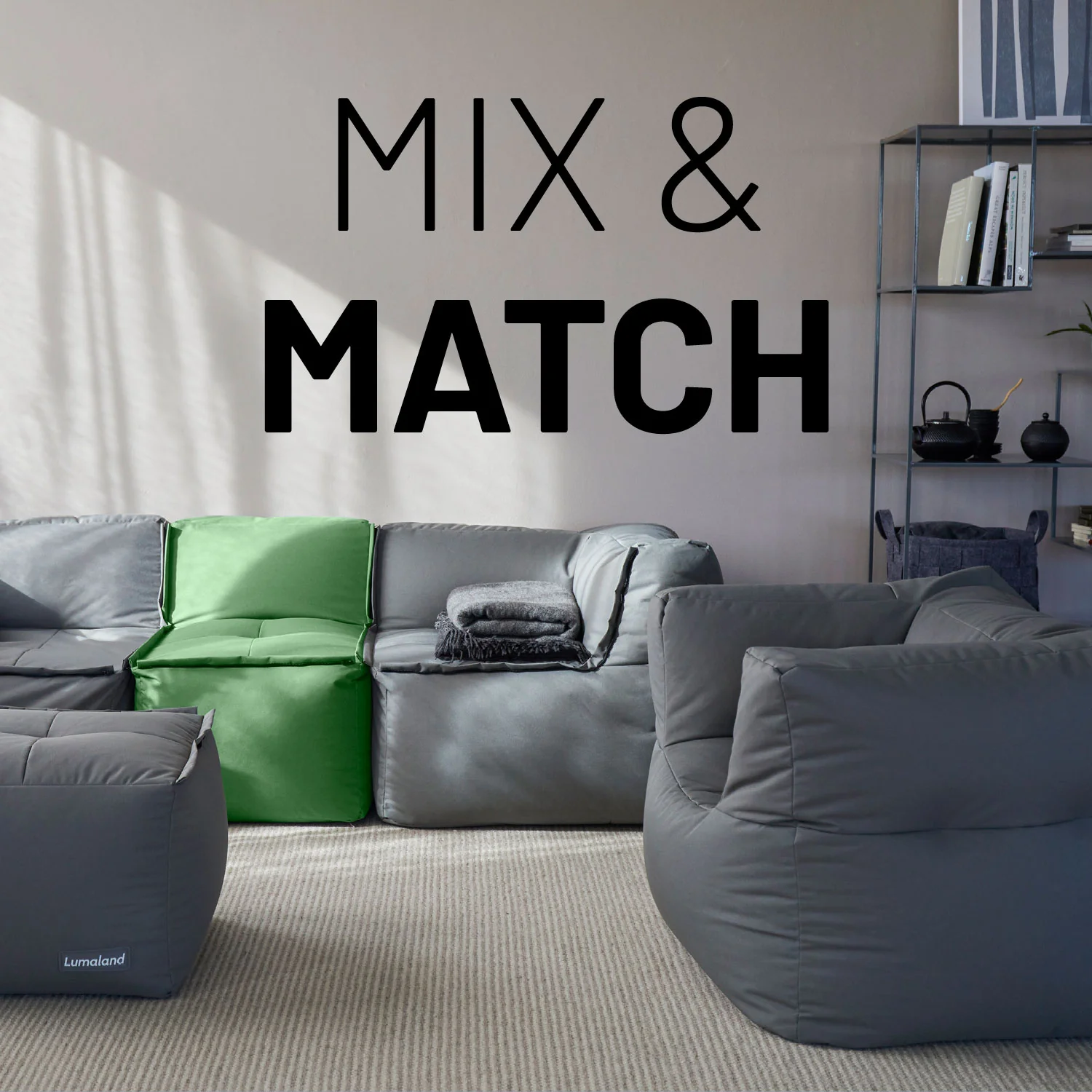 Sitzsack-Sofa Mittelstück (200 L) - Modulares System - indoor & outdoor - Pastell Grün - Image 3