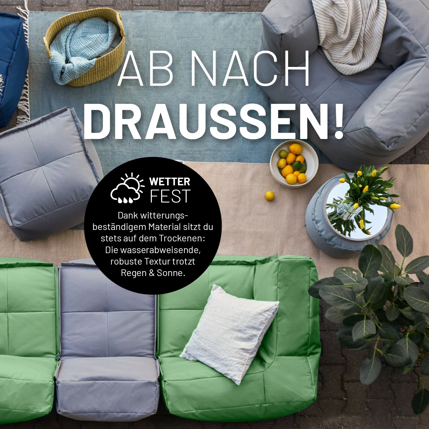 Sitzsack-Sofa Mittelstück (200 L) - Modulares System - indoor & outdoor - Pastell Grün - Image 6