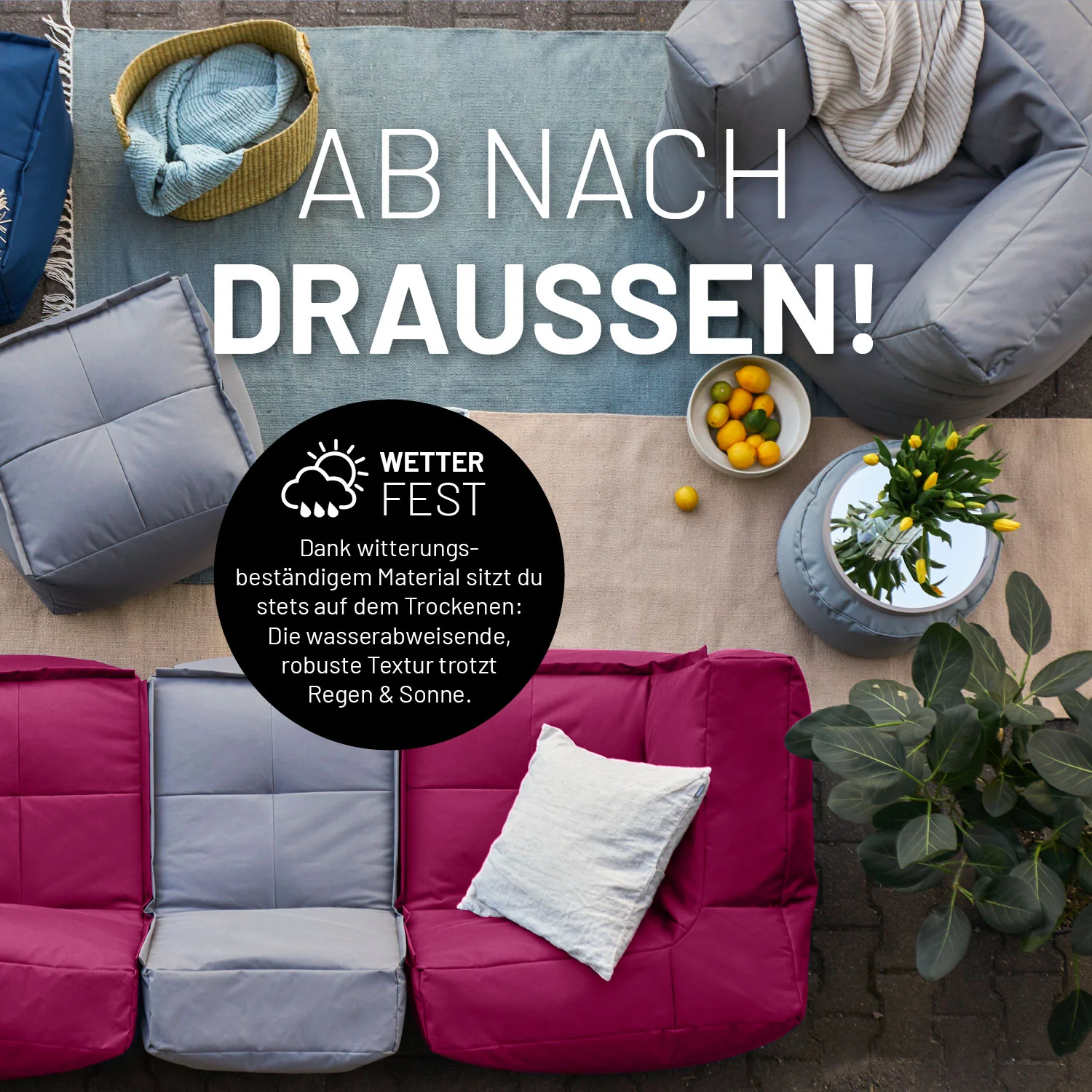 Sitzsack-Sofa Mittelstück (200 L) - Modulares System - indoor & outdoor - Rotwein - Image 6