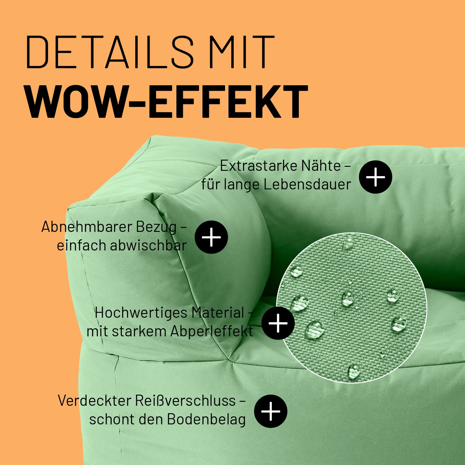 Sitzsack-Sofa Sessel (400 L) - Modulares System - indoor & outdoor - Pastell Grün - Image 5