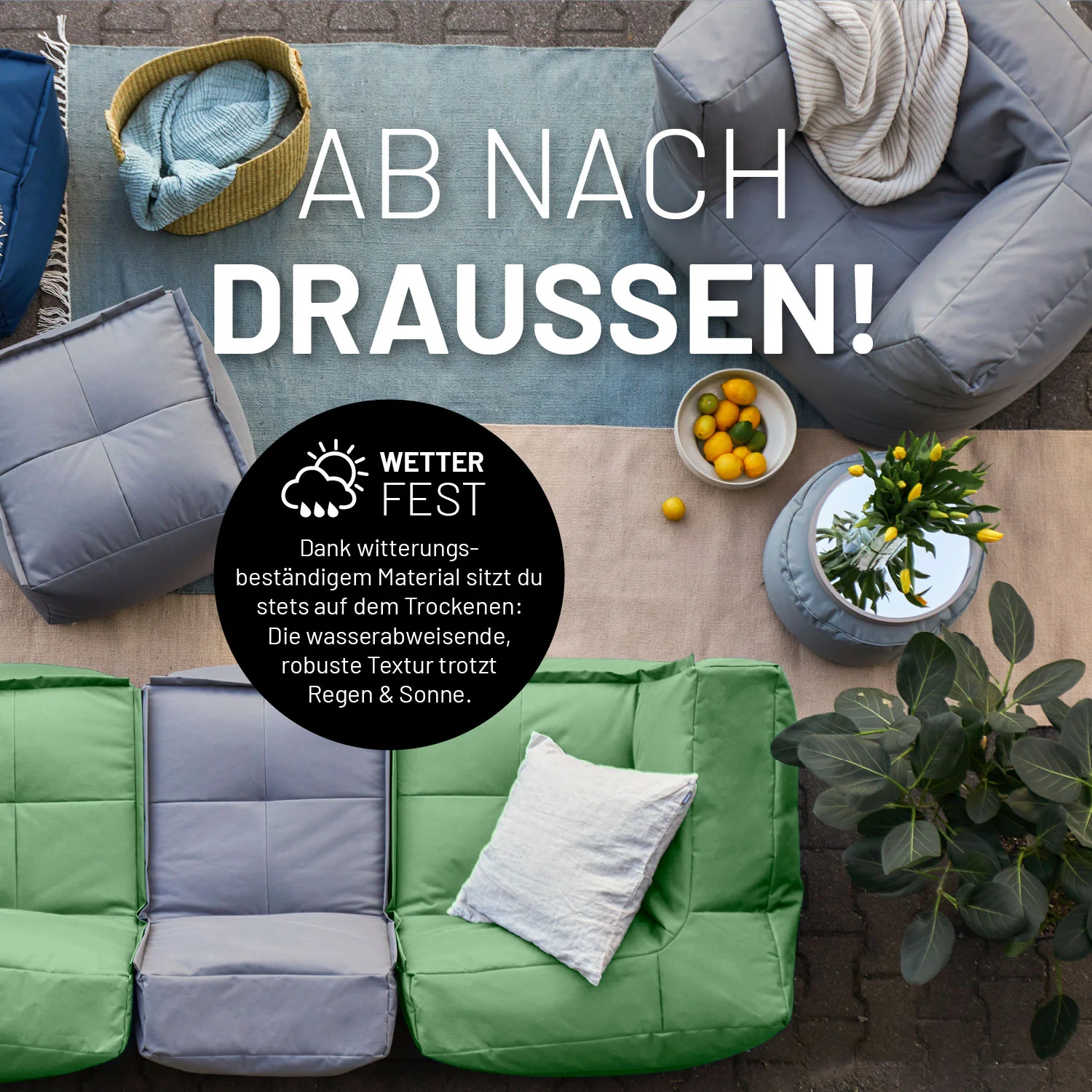 Sitzsack-Sofa Sessel (400 L) - Modulares System - indoor & outdoor - Pastell Grün - Image 6