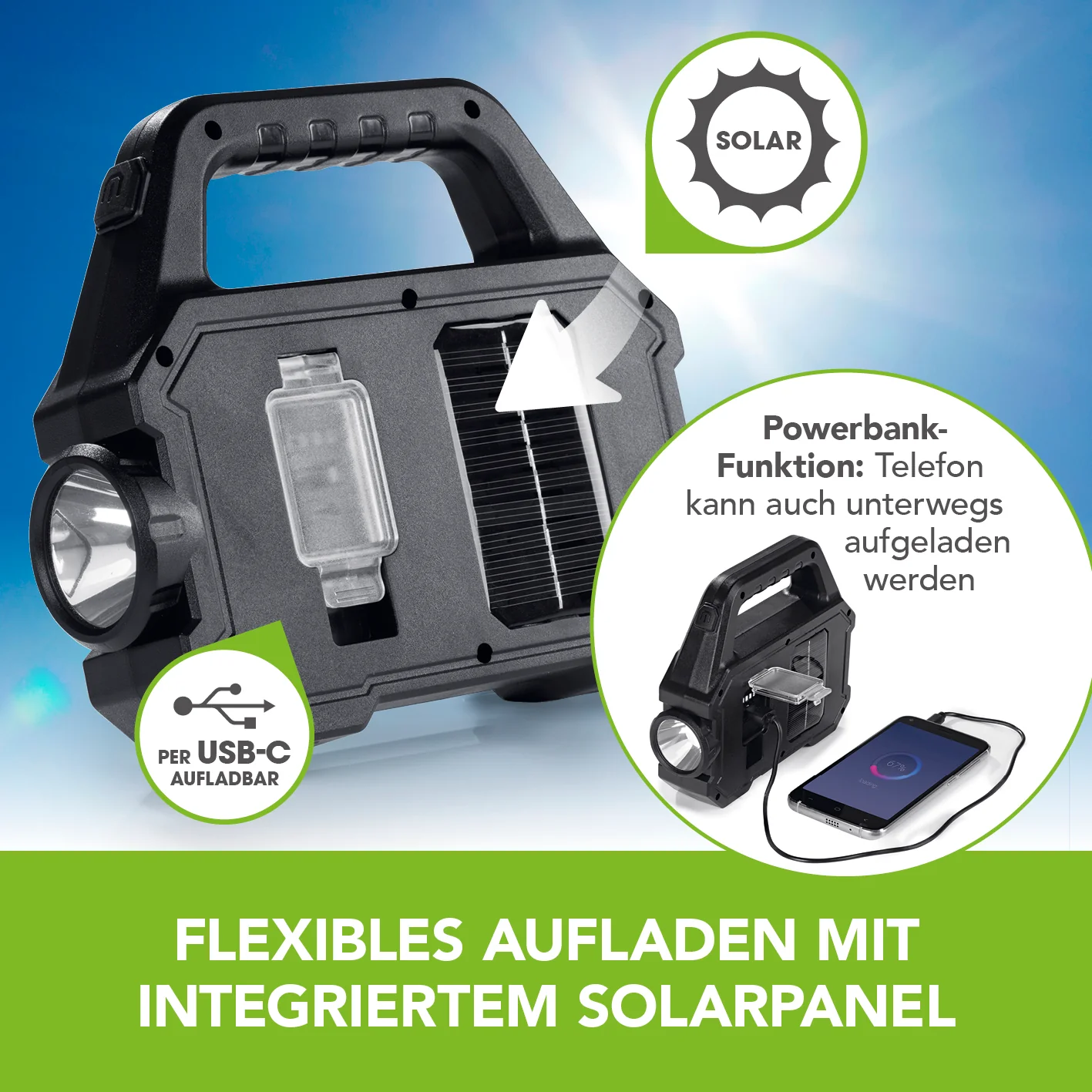 Solar-Arbeitsleuchte mobil - Schwarz - Image 3