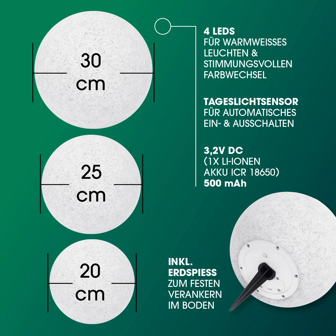 Solar-Dekostein mit Fernbedienung & Farbwechsel – 3er-Set - Image 8