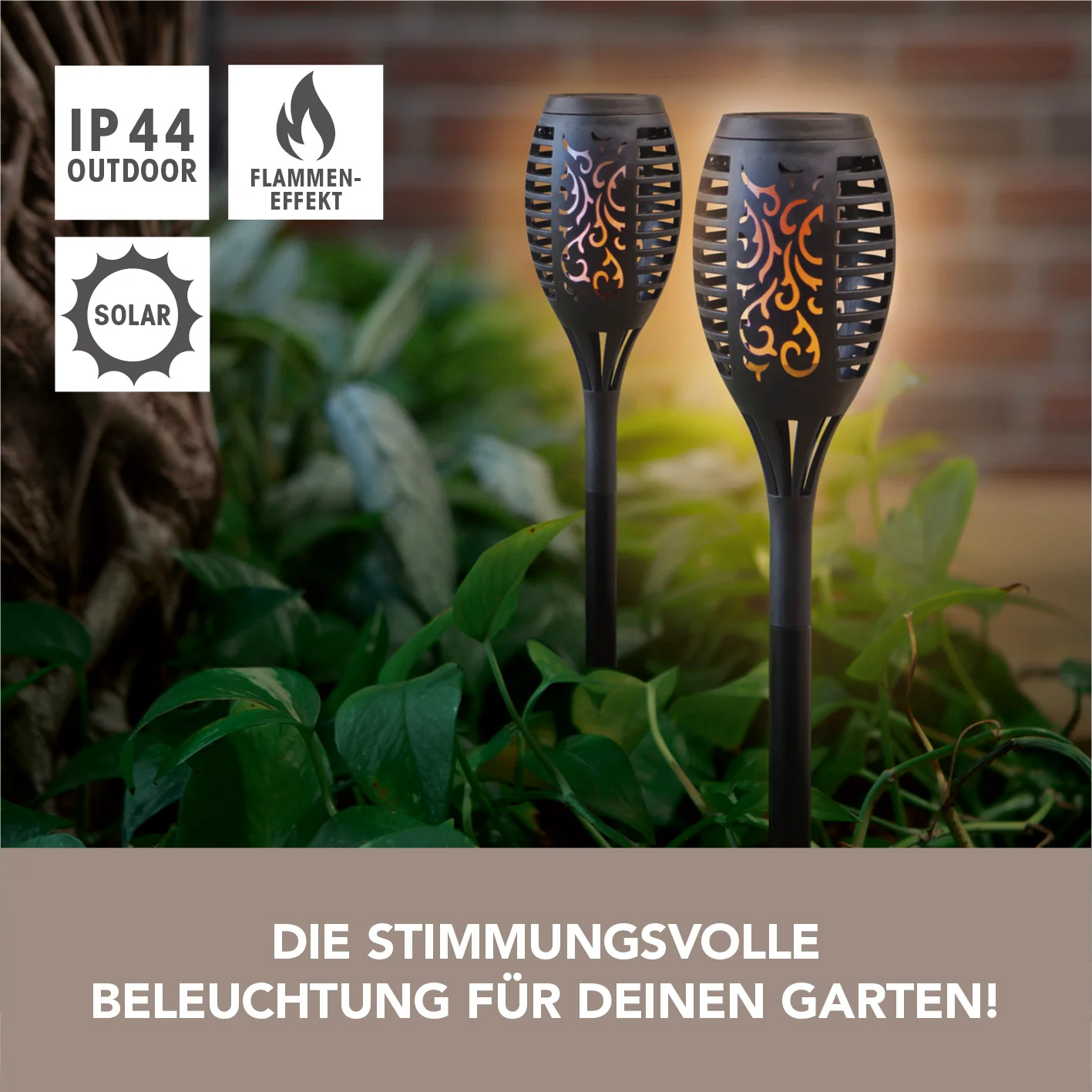 Solar-Fackel LED mit Erdspieß und Clip - 2er-Set - Image 2