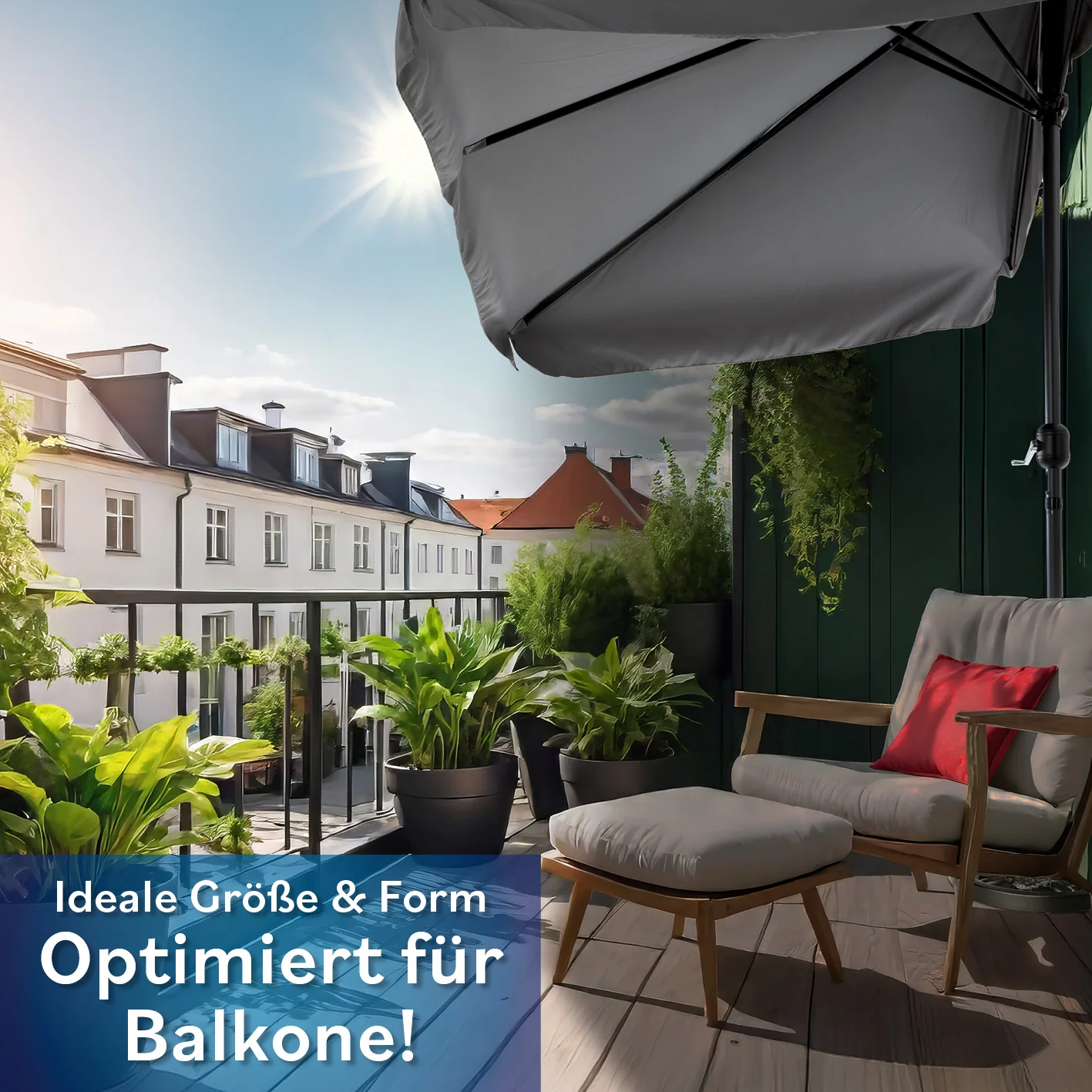 EASYmaxx Sonnenschirm - rechteckig, grau - Image 2