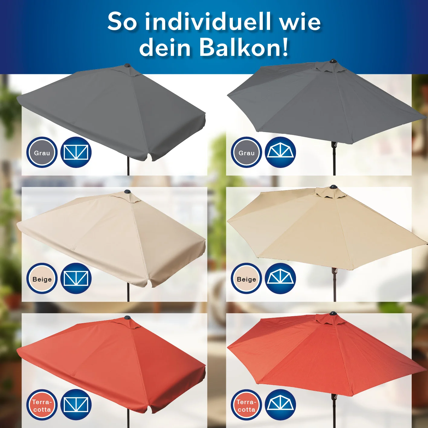 EASYmaxx Sonnenschirm - rechteckig, grau - Image 8