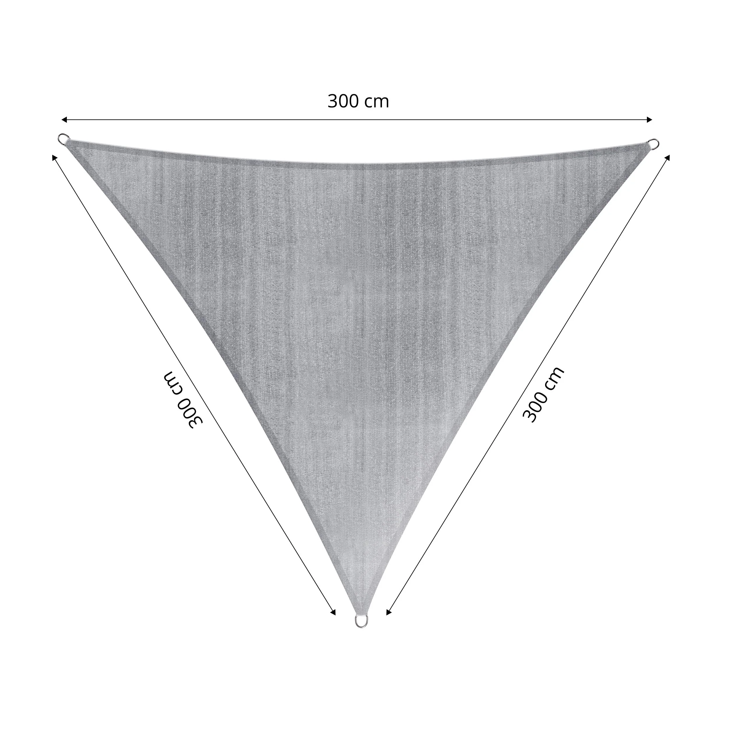 Sonnensegel 100% HDPE mit Stabilisator für UV-Schutz - Dreieck 3 x 3 x 3 Meter - Hellgrau - Image 3