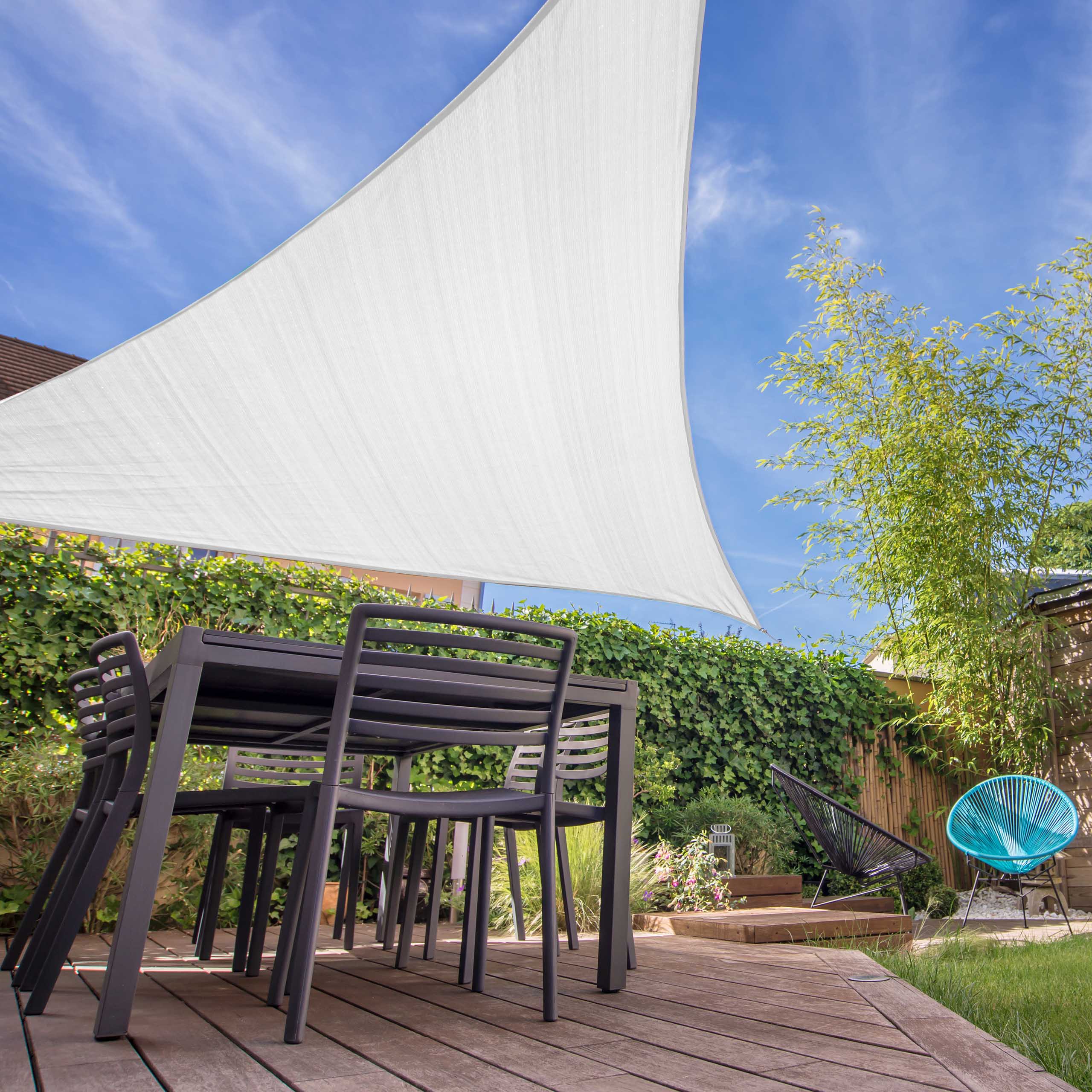 Sonnensegel 100% HDPE mit Stabilisator für UV-Schutz - Dreieck 3 x 3 x 3 Meter - Weiß - Image 2
