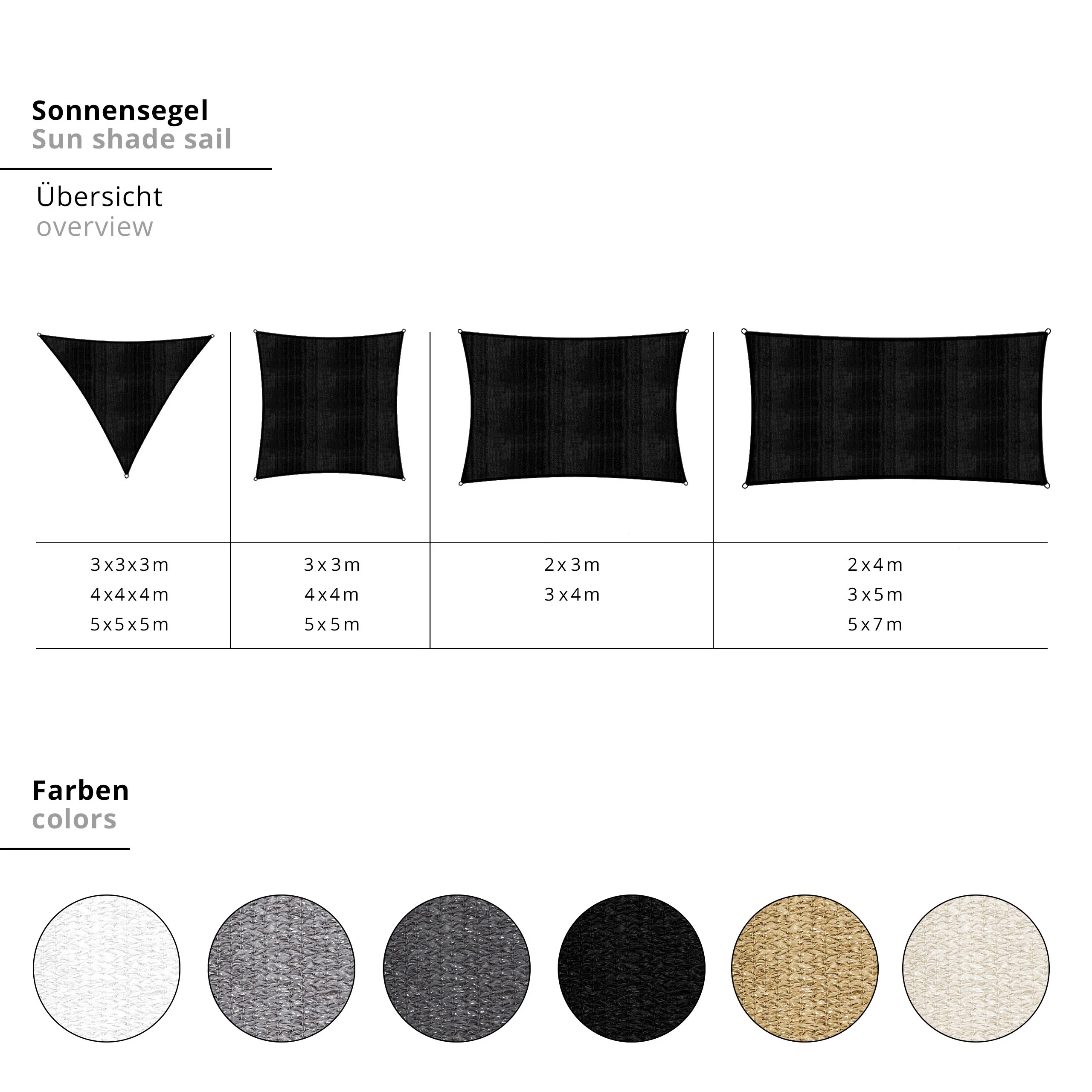 Sonnensegel 100% HDPE mit Stabilisator für UV-Schutz - Dreieck 5 x 5 x 5 Meter - Hellgrau - Image 5