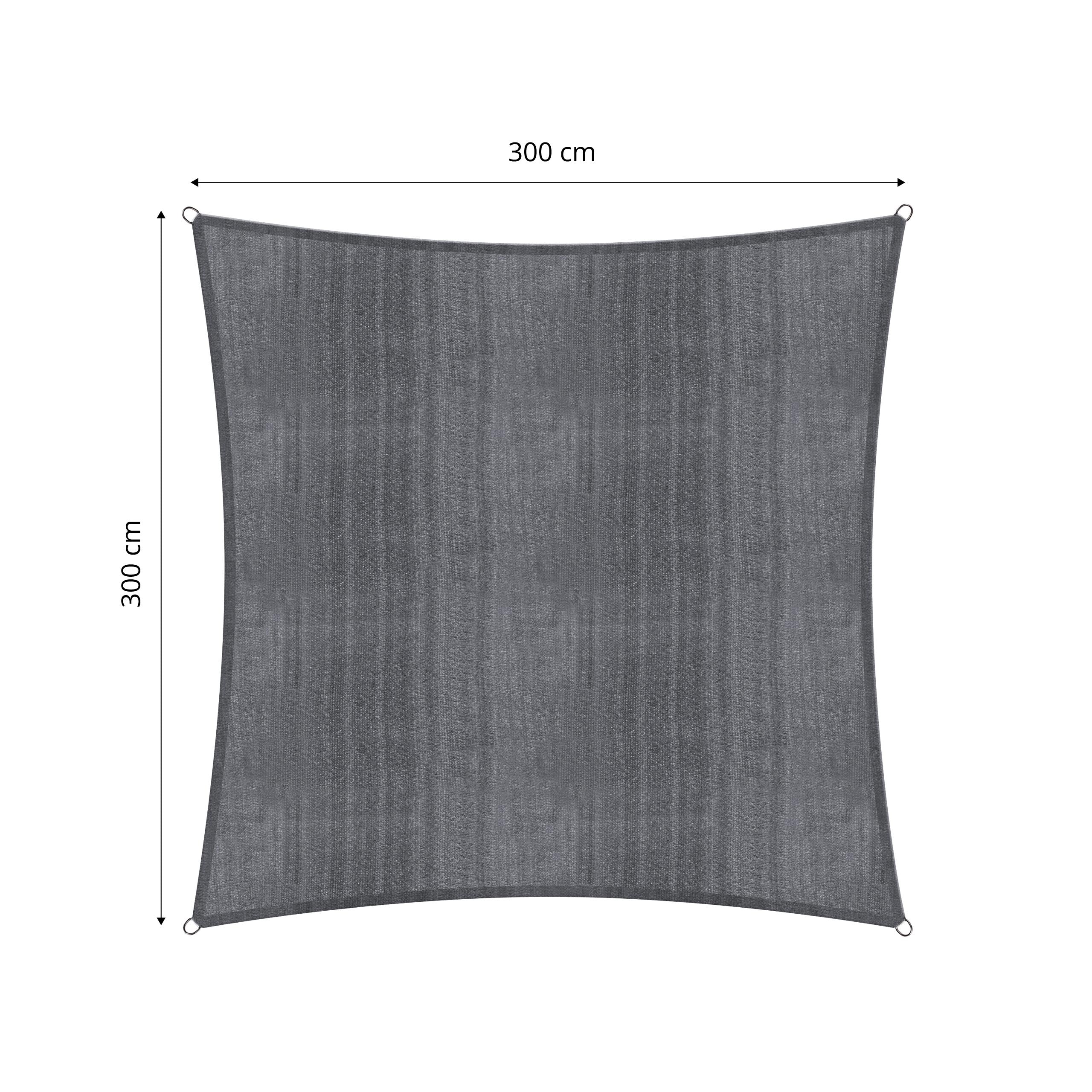 Sonnensegel 100% HDPE mit Stabilisator für UV-Schutz - Quadrat 3 x 3 Meter - Dunkelgrau - Image 3