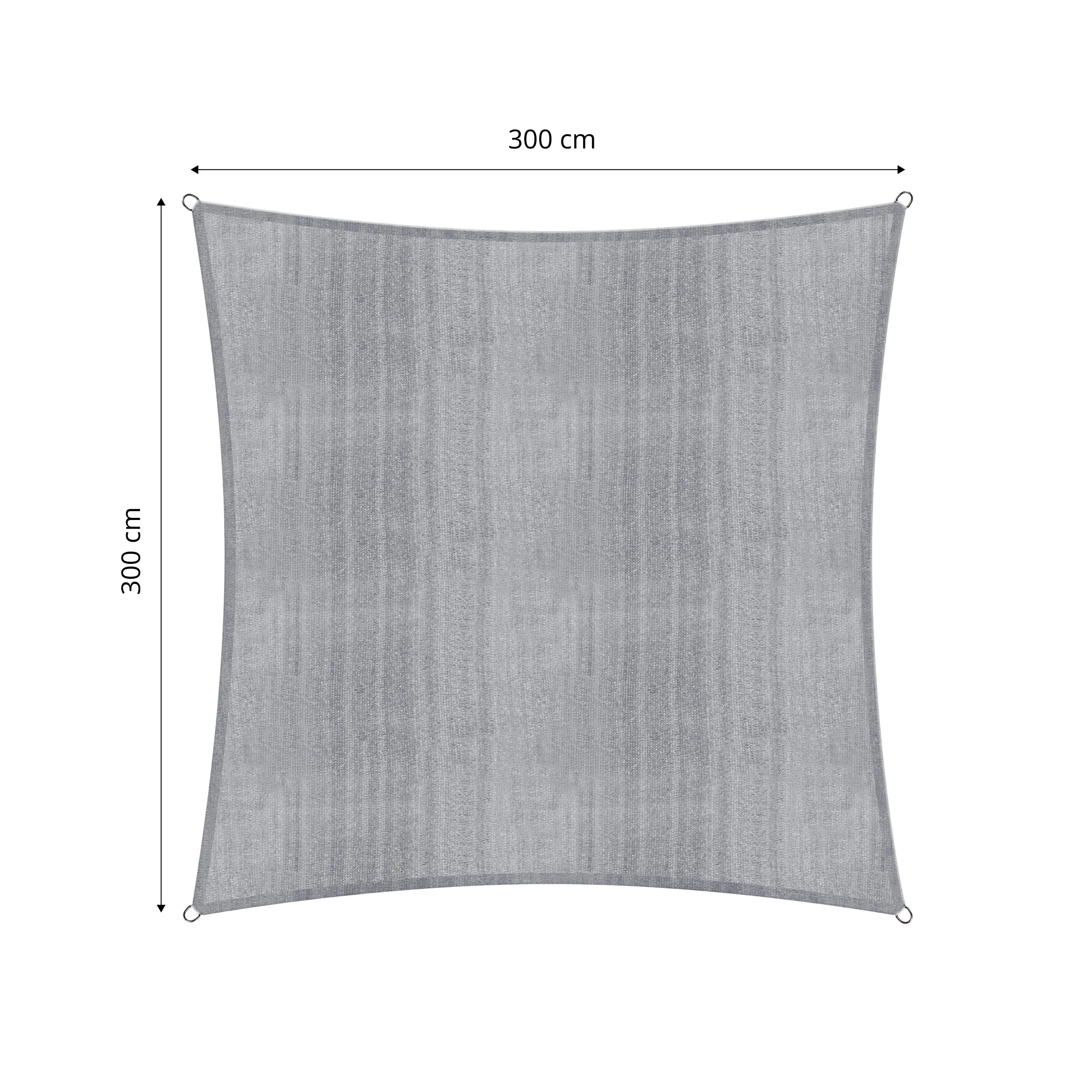 Sonnensegel 100% HDPE mit Stabilisator für UV-Schutz - Quadrat 3 x 3 Meter - Hellgrau - Image 3