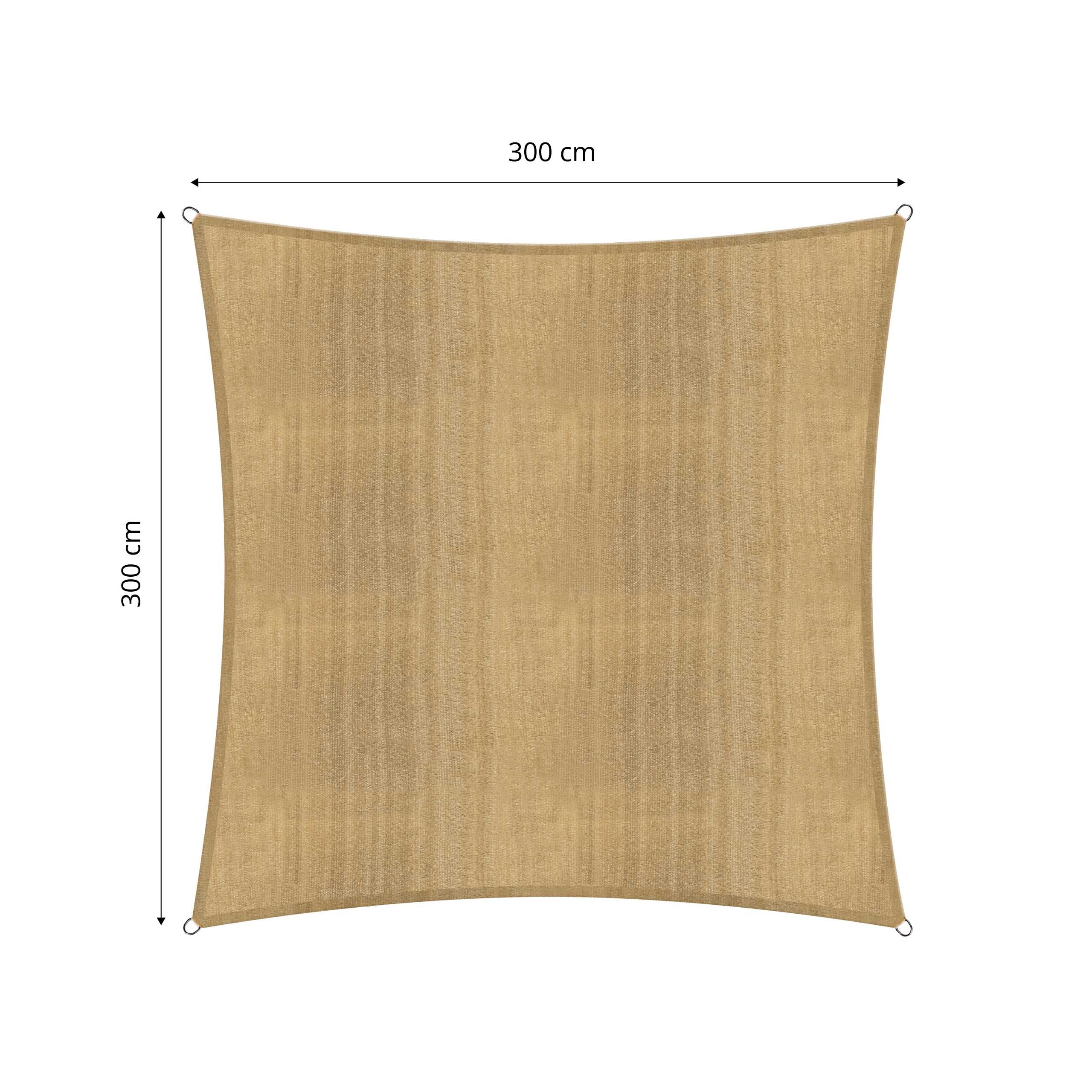 Sonnensegel 100% HDPE mit Stabilisator für UV-Schutz - Quadrat 3 x 3 Meter - Sand - Image 3
