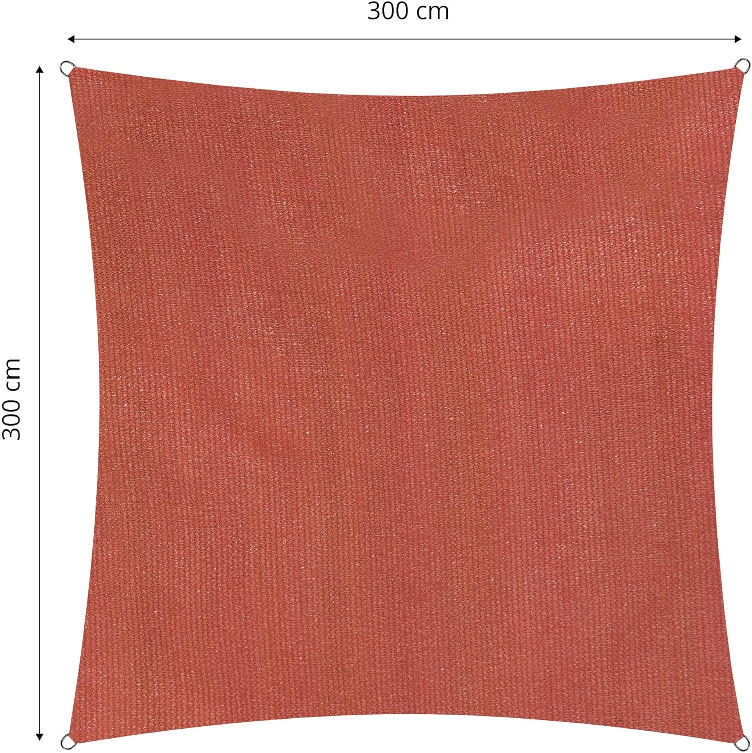 Sonnensegel 100% HDPE mit Stabilisator für UV-Schutz - Quadrat 3 x 3 Meter - Terracotta - Image 2