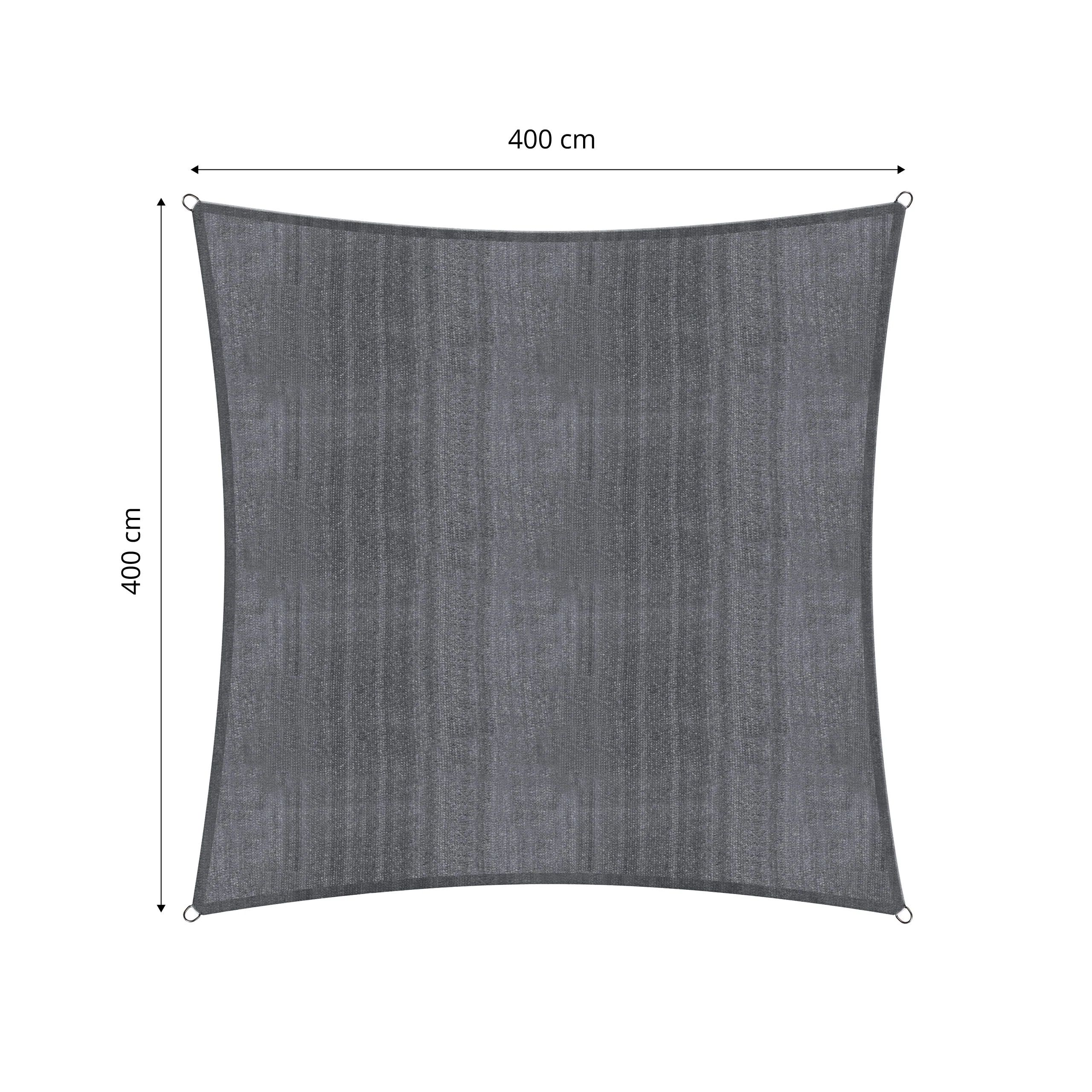 Sonnensegel 100% HDPE mit Stabilisator für UV-Schutz - Quadrat 4 x 4 Meter - Dunkelgrau - Image 3