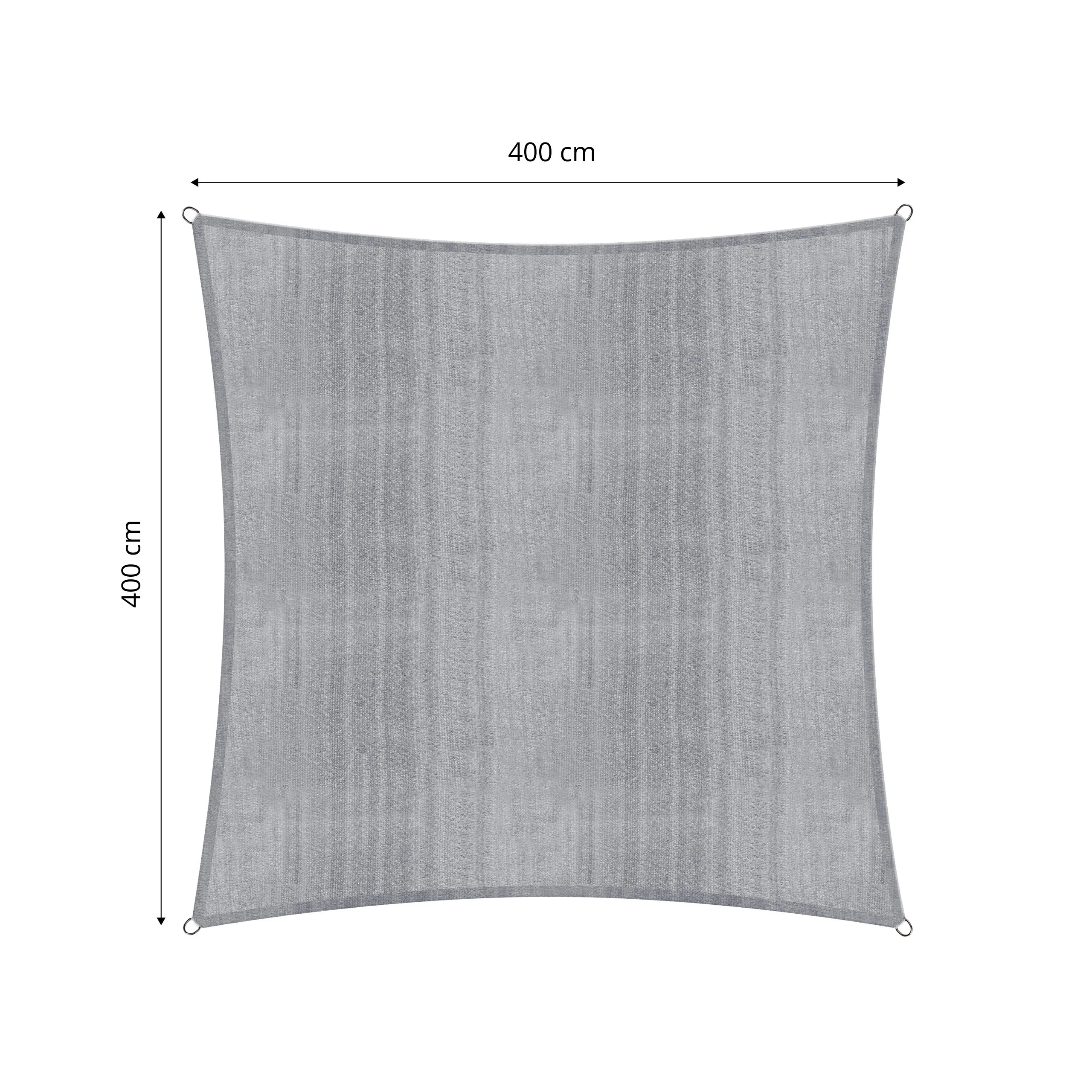 Sonnensegel 100% HDPE mit Stabilisator für UV-Schutz - Quadrat 4 x 4 Meter - Hellgrau - Image 3