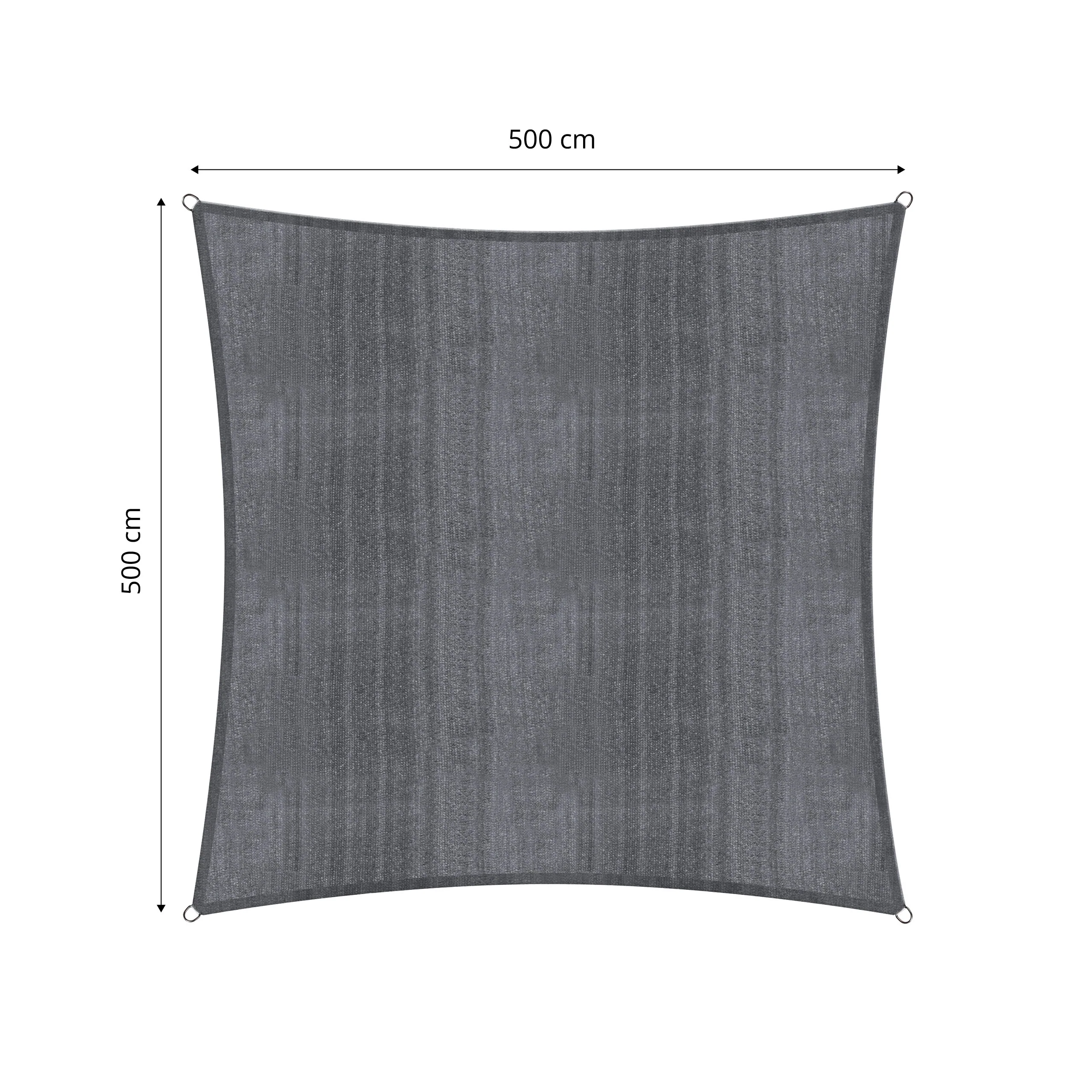 Sonnensegel 100% HDPE mit Stabilisator für UV-Schutz - Quadrat 5 x 5 Meter - Dunkelgrau - Image 3