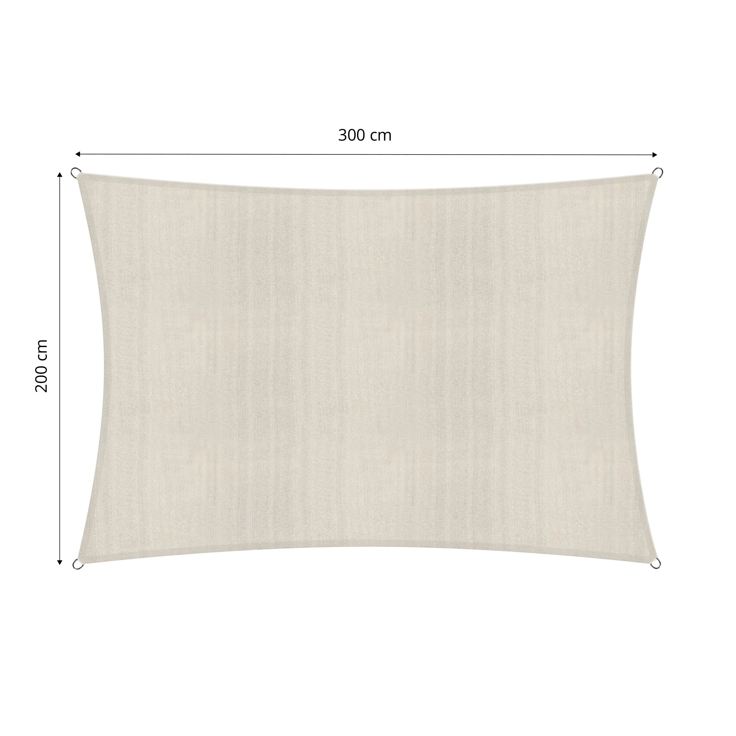 Sonnensegel 100% HDPE mit Stabilisator für UV-Schutz - Rechteck 2 x 3 Meter - Creme - Image 3