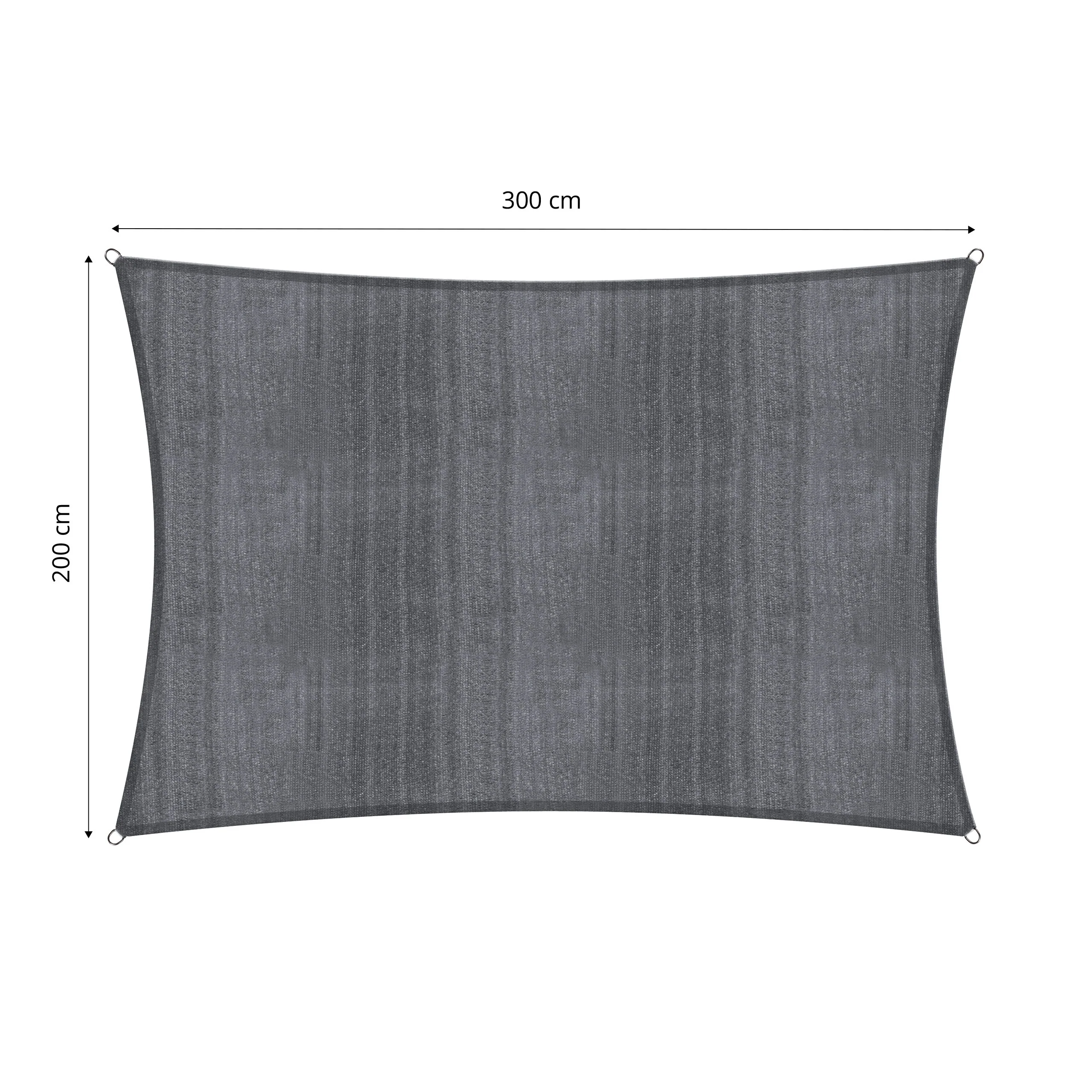 Sonnensegel 100% HDPE mit Stabilisator für UV-Schutz - Rechteck 2 x 3 Meter - Dunkelgrau - Image 3