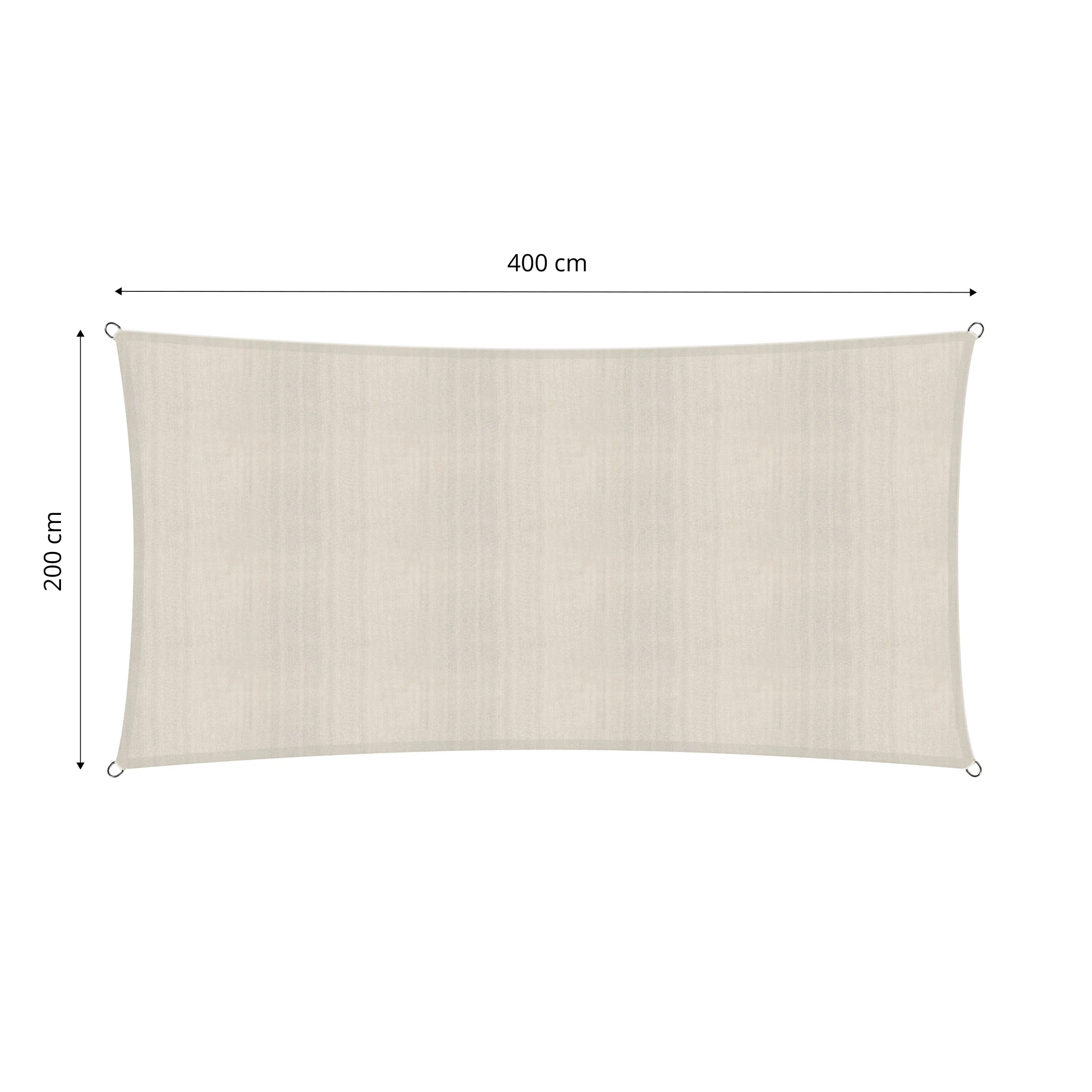Sonnensegel 100% HDPE mit Stabilisator für UV-Schutz - Rechteck 2 x 4 Meter - Creme - Image 3