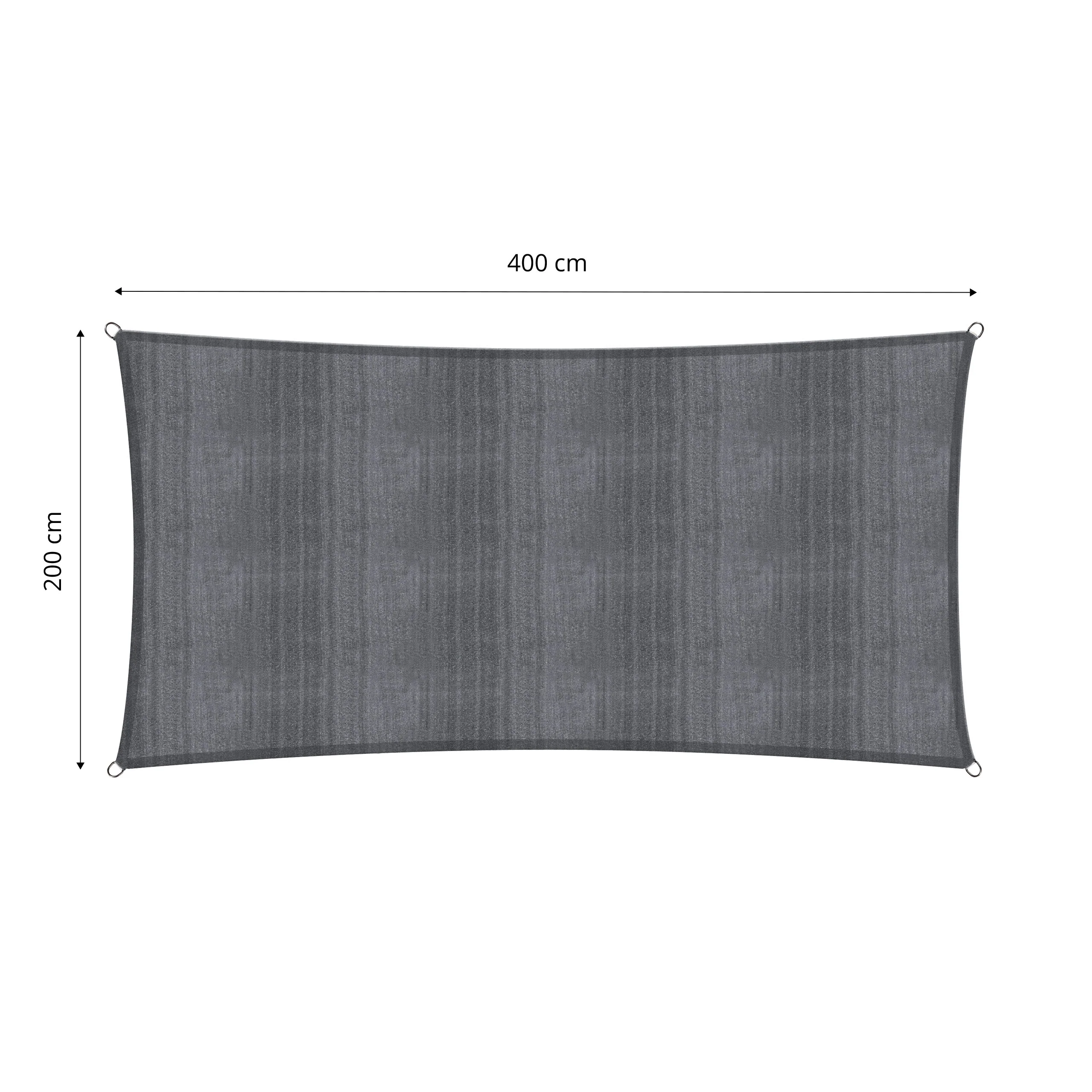 Sonnensegel 100% HDPE mit Stabilisator für UV-Schutz - Rechteck 2 x 4 Meter - Dunkelgrau - Image 3