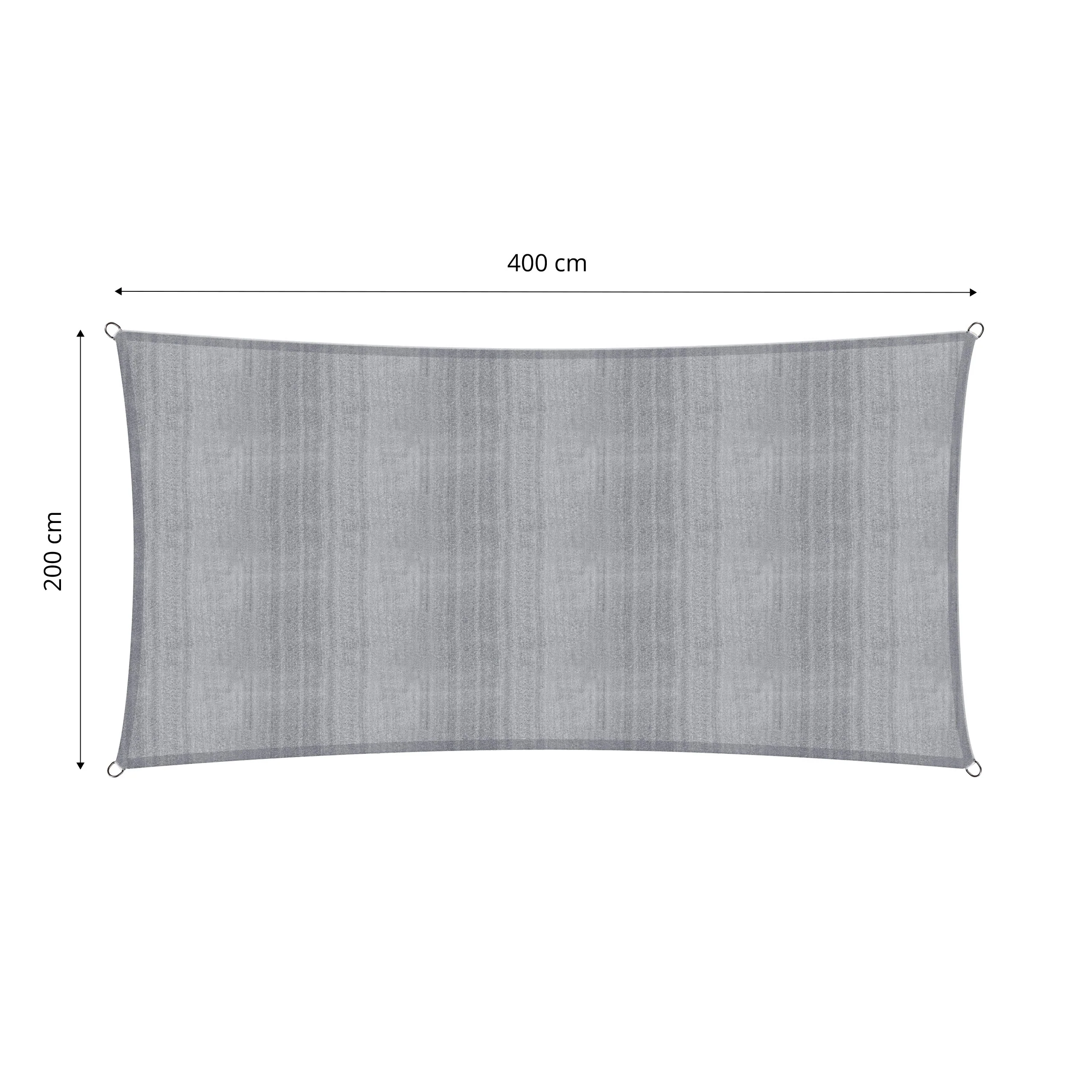 Sonnensegel 100% HDPE mit Stabilisator für UV-Schutz - Rechteck 2 x 4 Meter - Hellgrau - Image 3