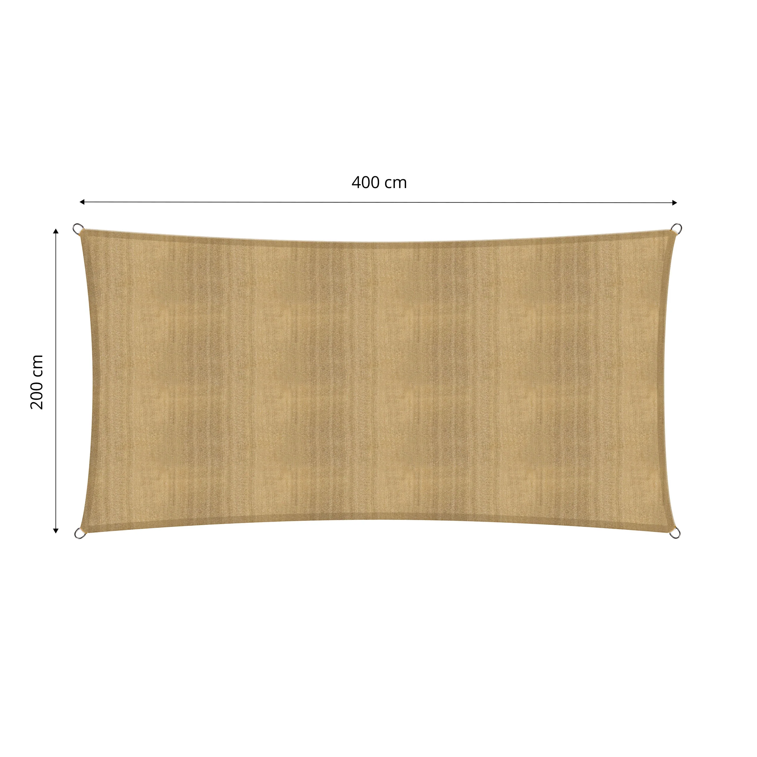Sonnensegel 100% HDPE mit Stabilisator für UV-Schutz - Rechteck 2 x 4 Meter - Sand - Image 3