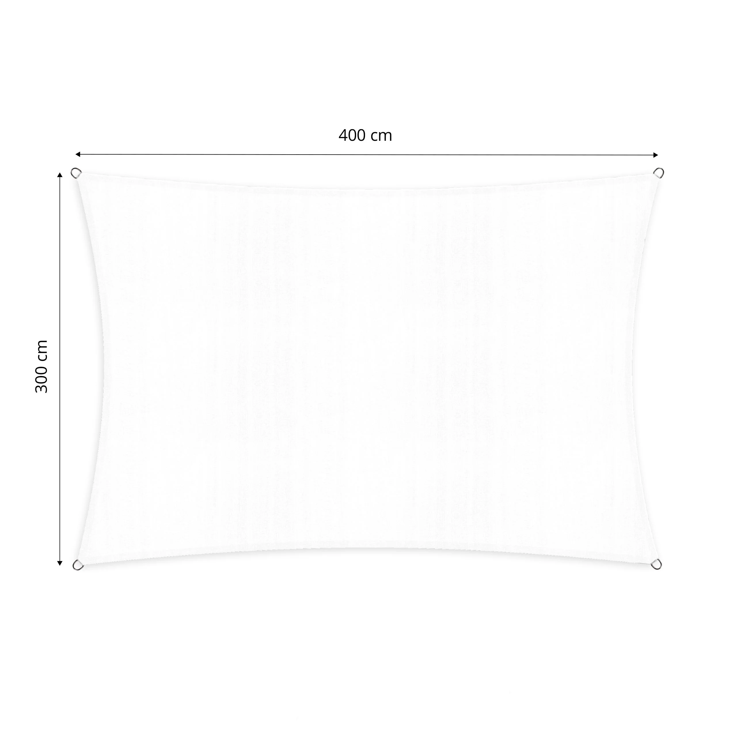 Sonnensegel 100% HDPE mit Stabilisator für UV-Schutz - Rechteck 3 x 4 Meter - Weiß - Image 3
