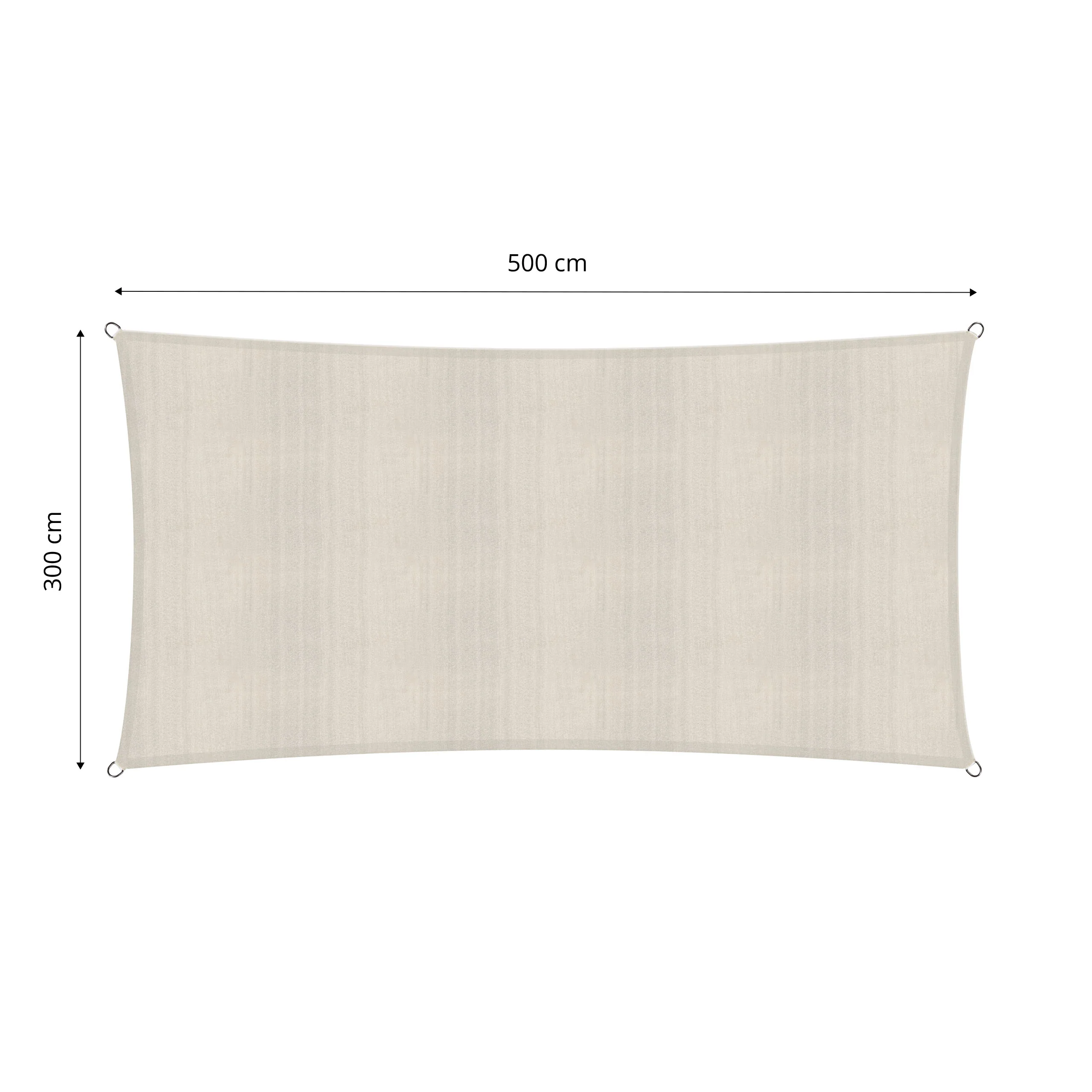 Sonnensegel 100% HDPE mit Stabilisator für UV-Schutz - Rechteck 3 x 5 Meter - Creme - Image 3