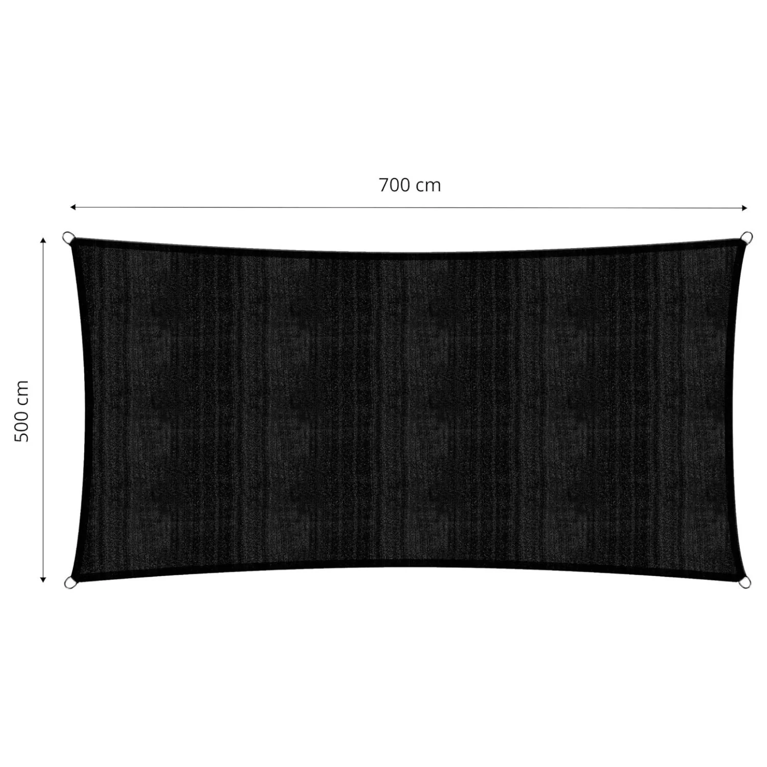 Sonnensegel 100% HDPE mit Stabilisator für UV-Schutz - Rechteck 5 x 7 Meter - Schwarz - Image 3