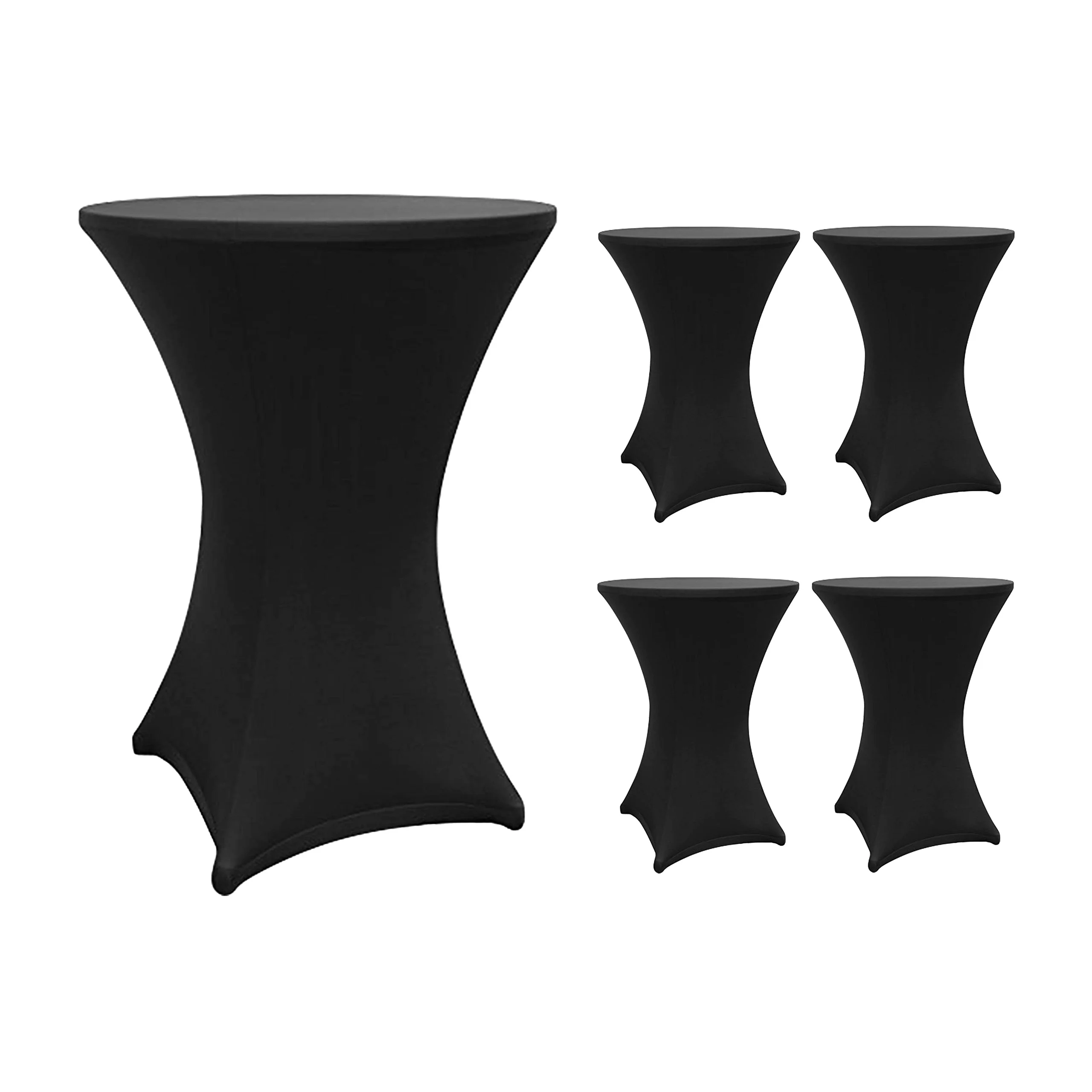 Stehtischhusse - Tisch Bezug - Husse -  Ø 80-85 cm - Schwarz - 5er-Set