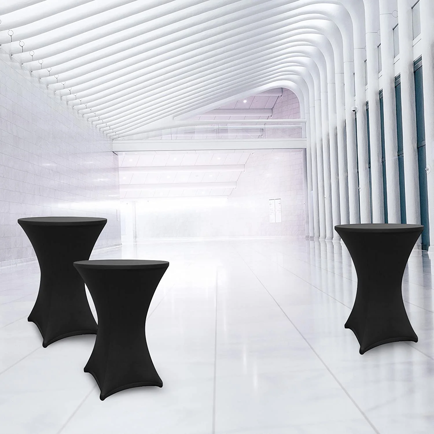 Stehtischhusse - Tisch Bezug - Husse -  Ø 80-85 cm - Schwarz - 5er-Set - Image 6