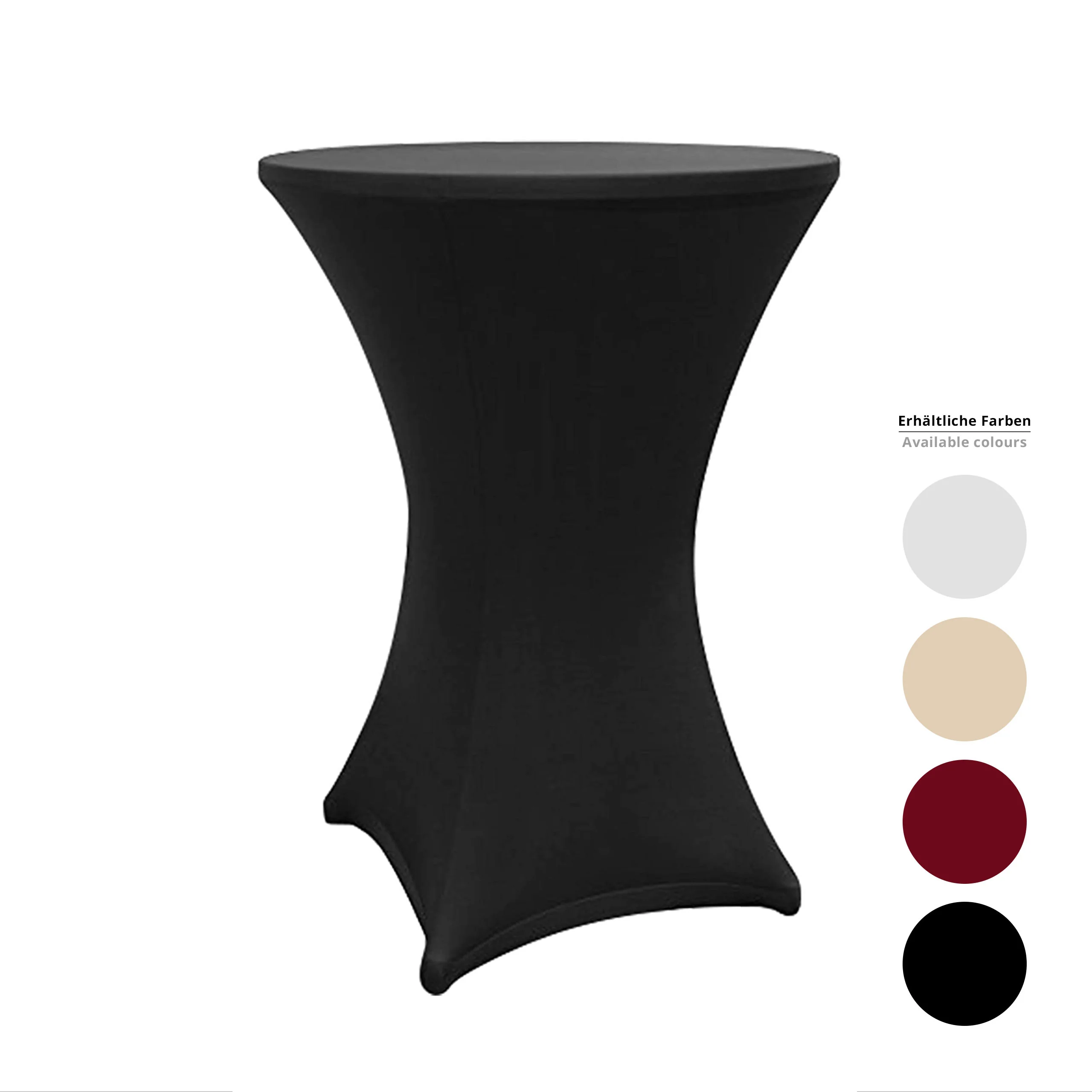 Stehtischhusse - Tisch Bezug - Husse -  Ø 80-85 cm - Schwarz - 5er-Set - Image 7