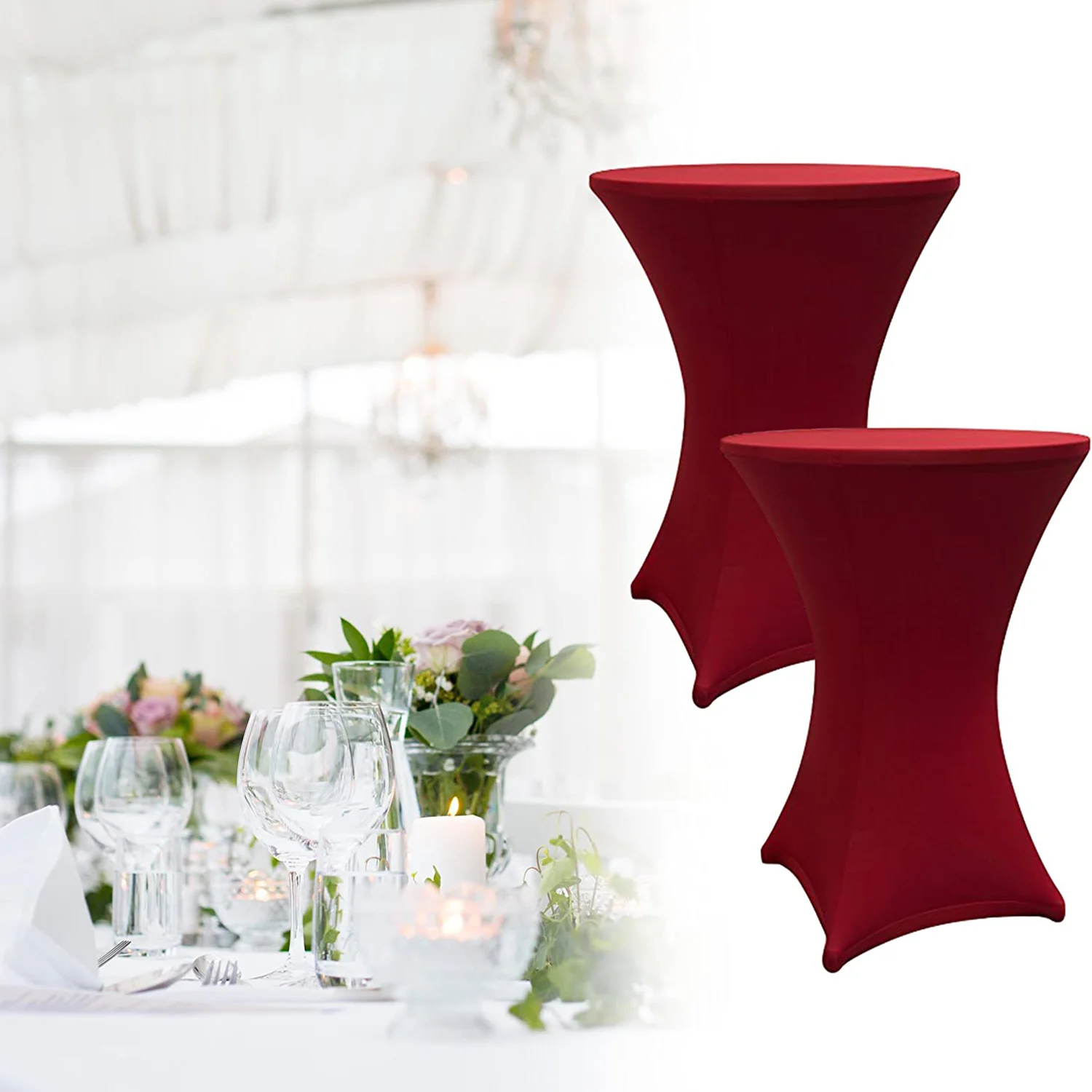 Stehtischhusse Tisch Bezug Husse - Ø 80-85cm - Rot - Image 2