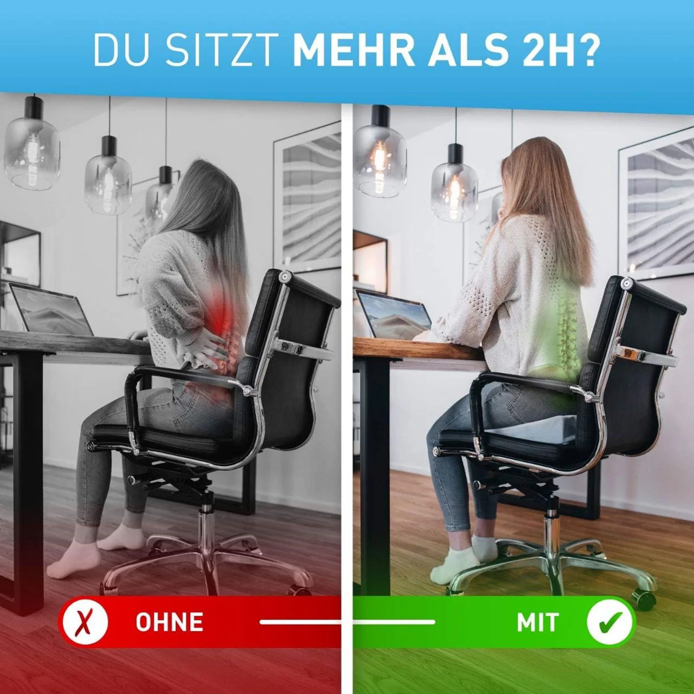 Stuhl-Keilkissen mit Samtbezug - Blau - Image 2
