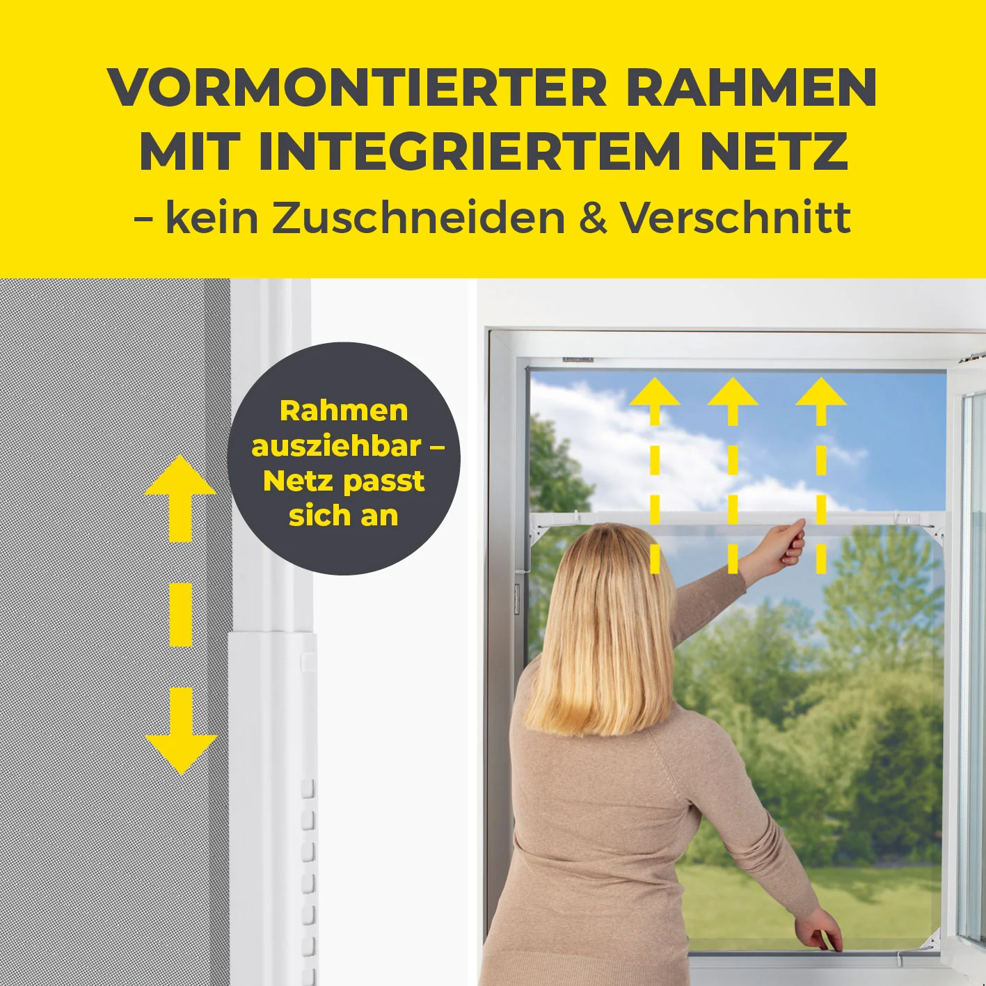 Teleskop-Insektenschutzgitter mit integriertem Netz - 2er-Set - weiß - Image 2