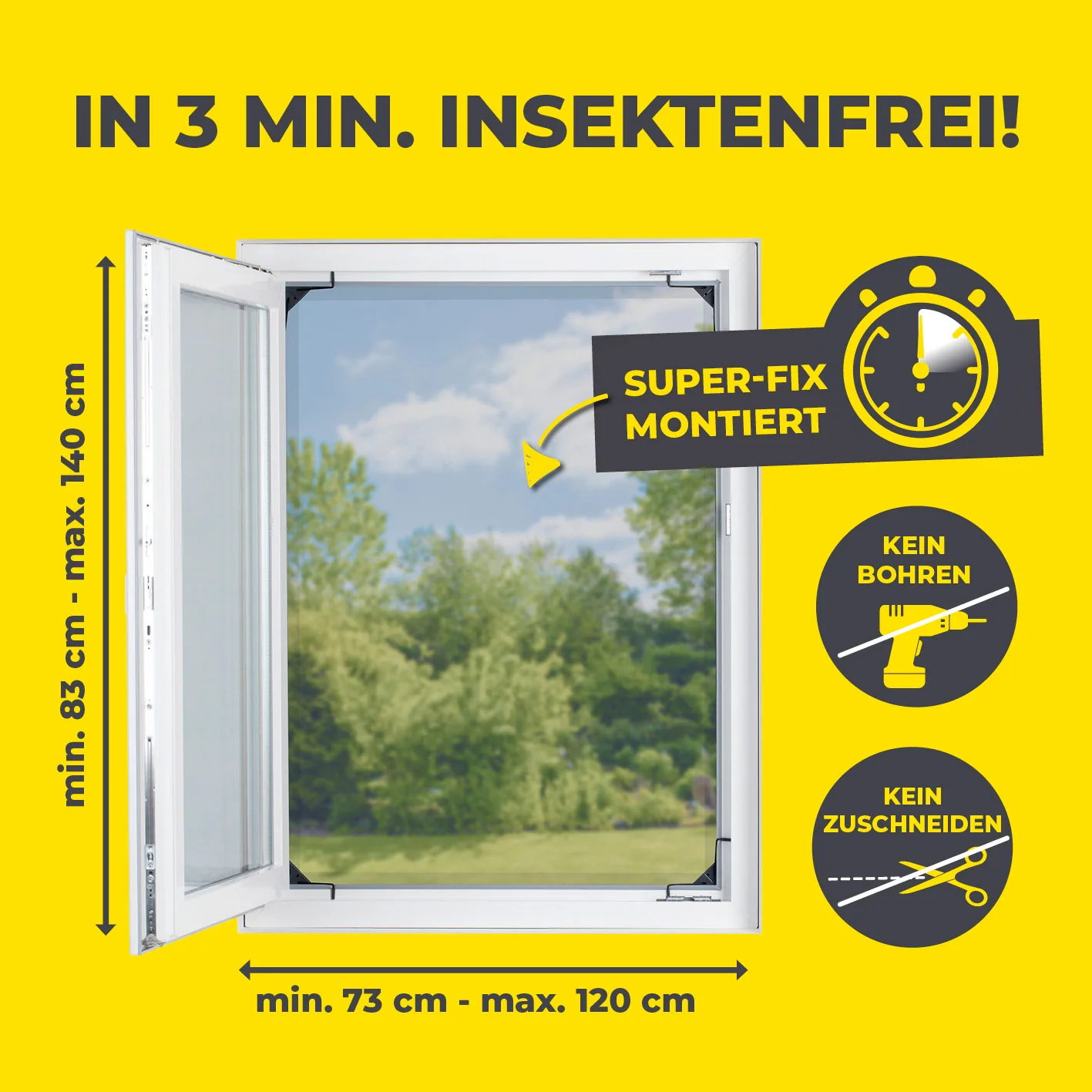 Teleskop-Insektenschutzgitter mit integriertem Netz - 4er-Set - anthrazit - Image 4