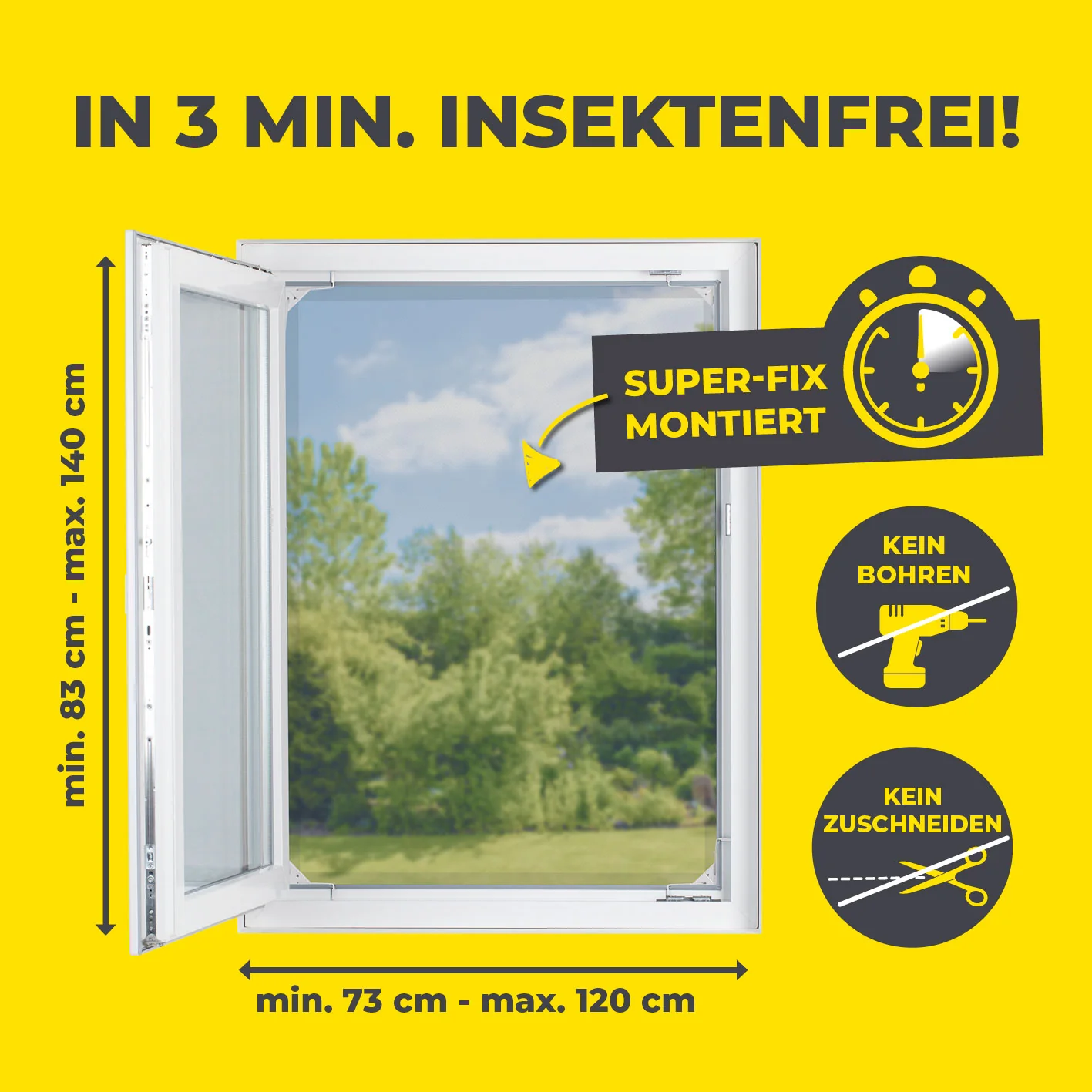 Teleskop-Insektenschutzgitter mit integriertem Netz - 4er-Set - weiß - Image 4