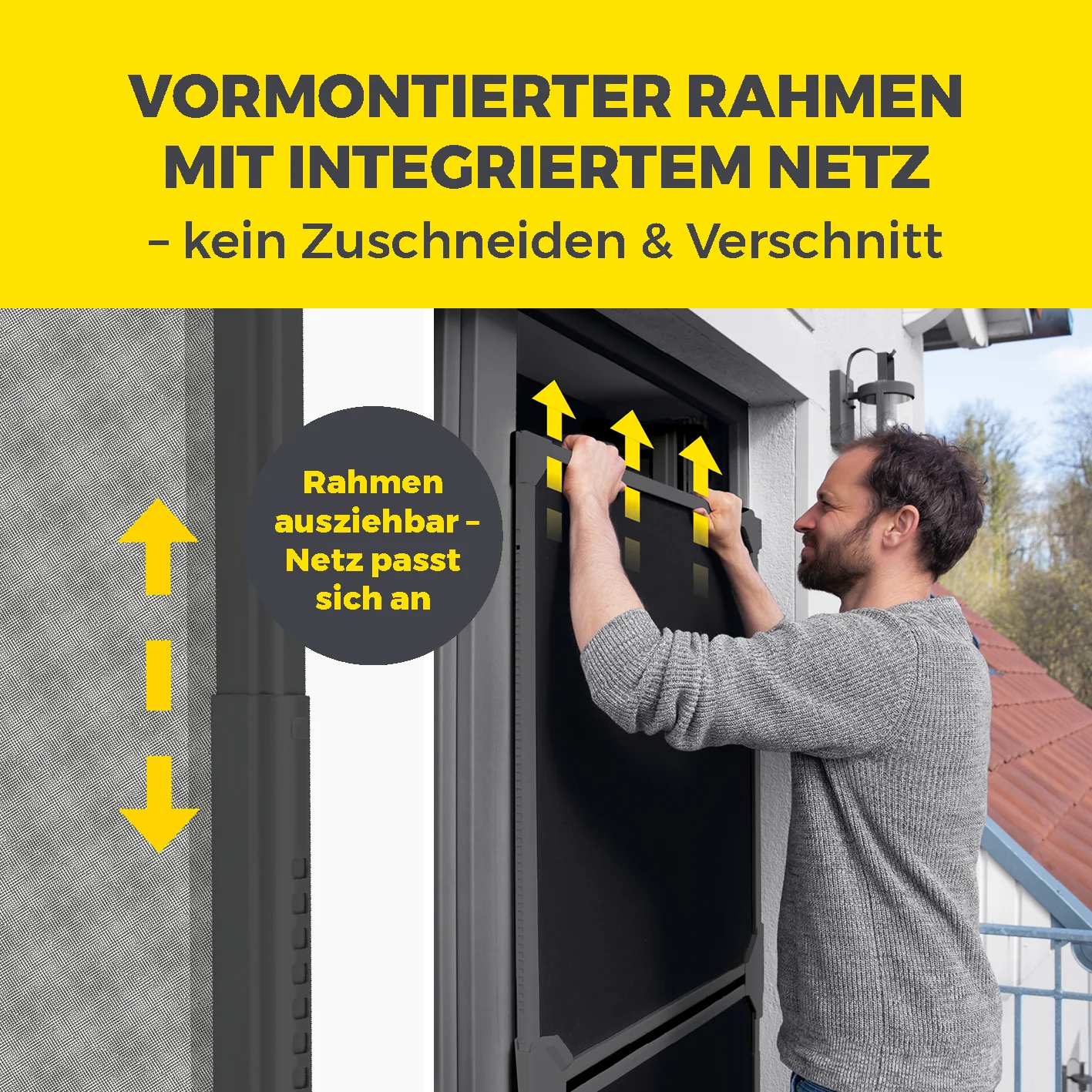 Teleskop-Insektenschutzgitter Schwingtür – Grau - Image 3