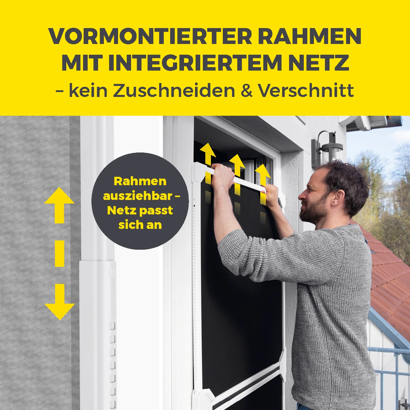 Teleskop-Insektenschutzgitter Schwingtür - Weiß - Image 3