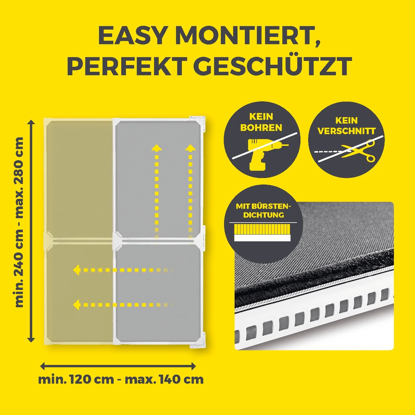 Teleskop-Insektenschutzgitter Schwingtür - Weiß - Image 5