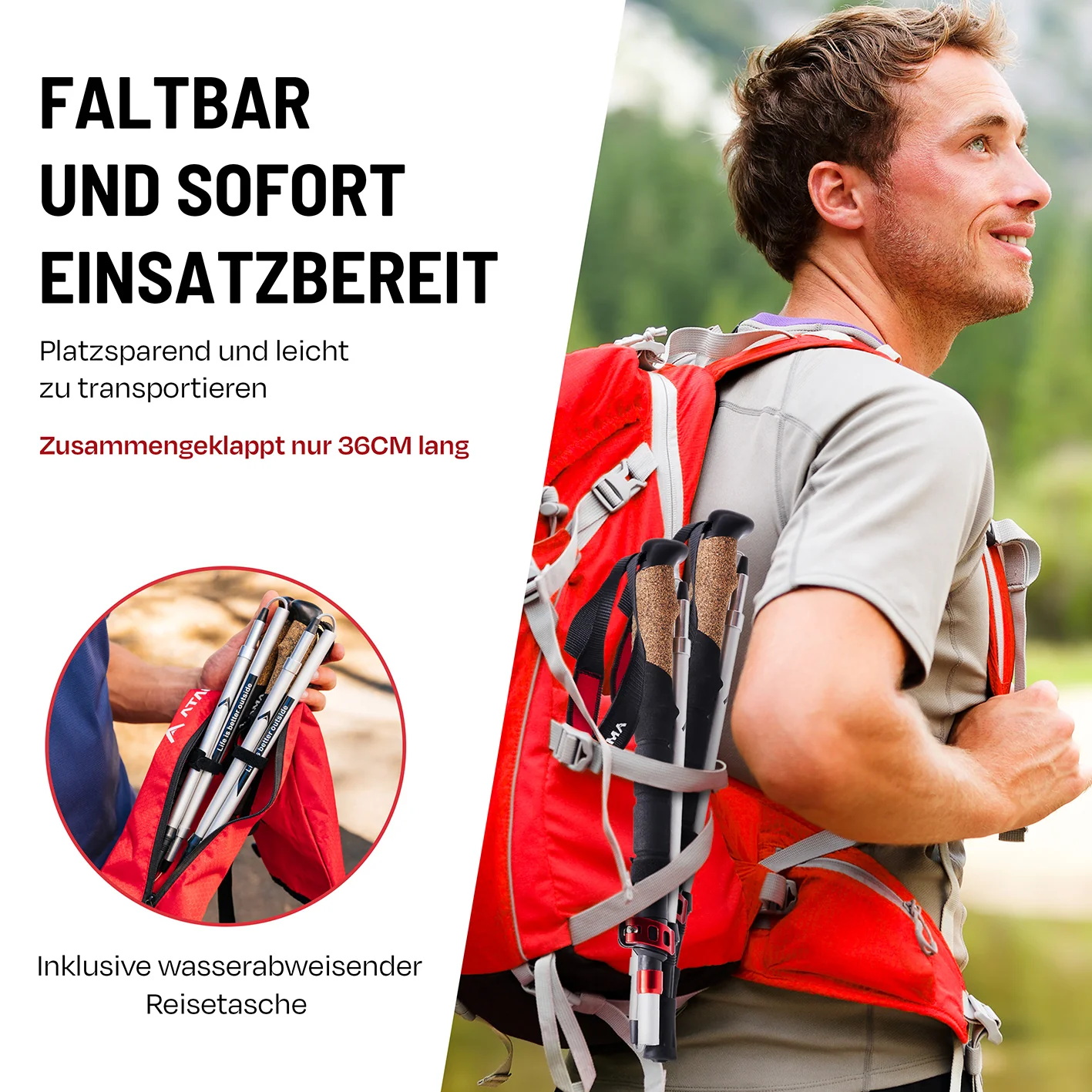Teleskop Wanderstöcke - faltbar - CarbonMix - 63 cm /135 cm - Image 5