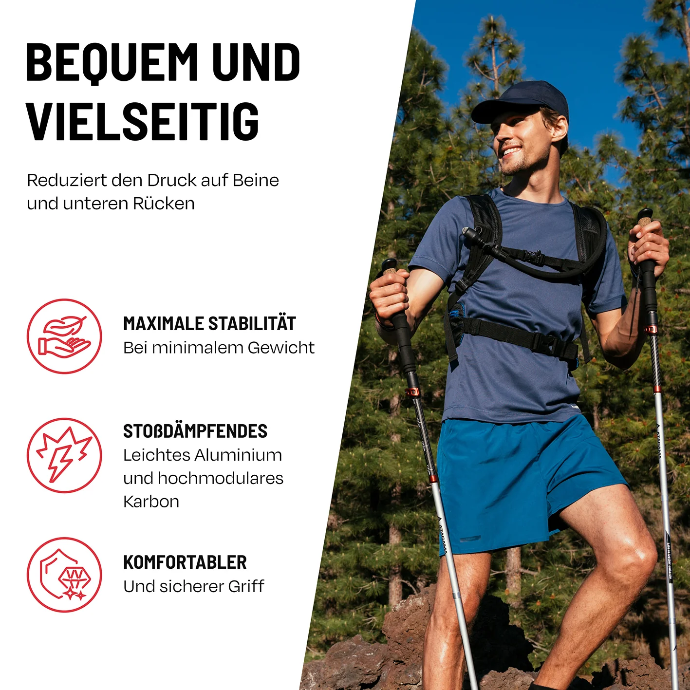 Teleskop Wanderstöcke - faltbar - CarbonMix - 63 cm /135 cm - Image 6