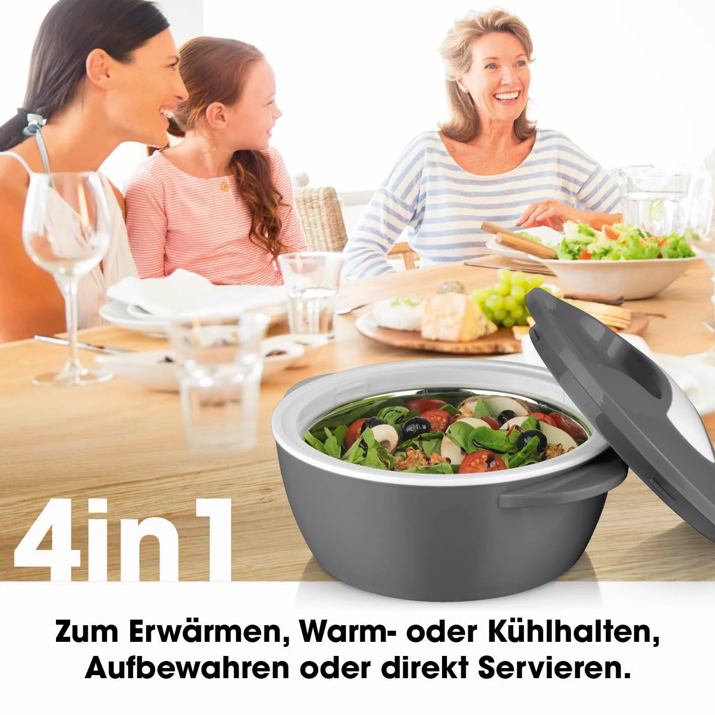 Thermo-Schüssel Mikrowelle - 850 ml - grau/weiß - Image 3