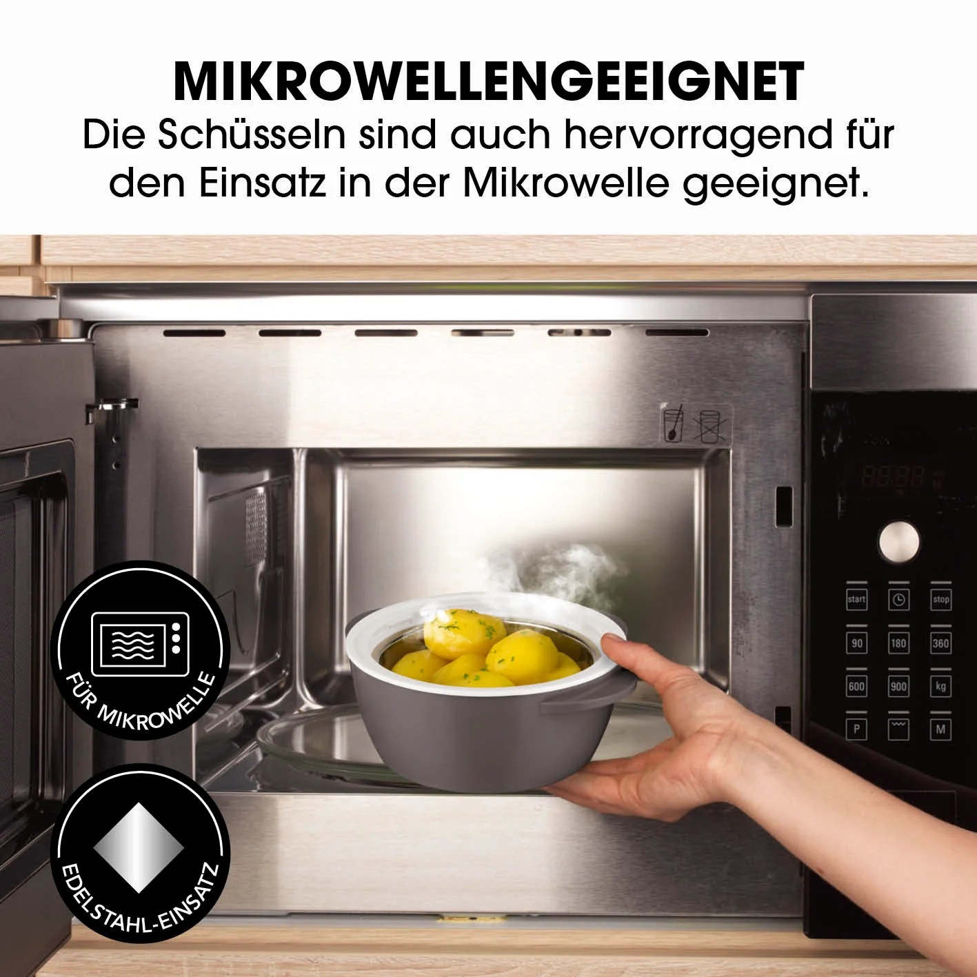 Thermo-Schüssel Mikrowelle - 850 ml - grau/weiß - Image 4